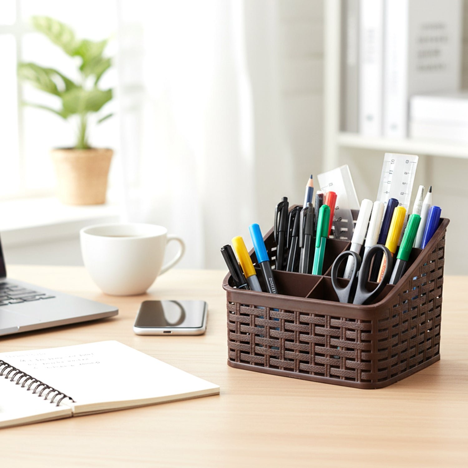 Desk Organizer Basket – 5 Compartment Multipurpose Storage - Image 3