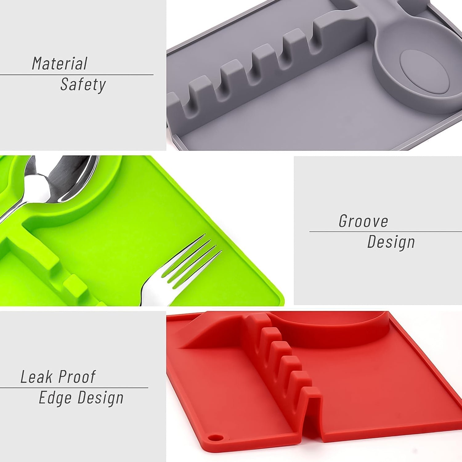 Silicone Spoon Rest - 4-Slot Utensil Holder & Spatula Rack | Quickslice - Image 4