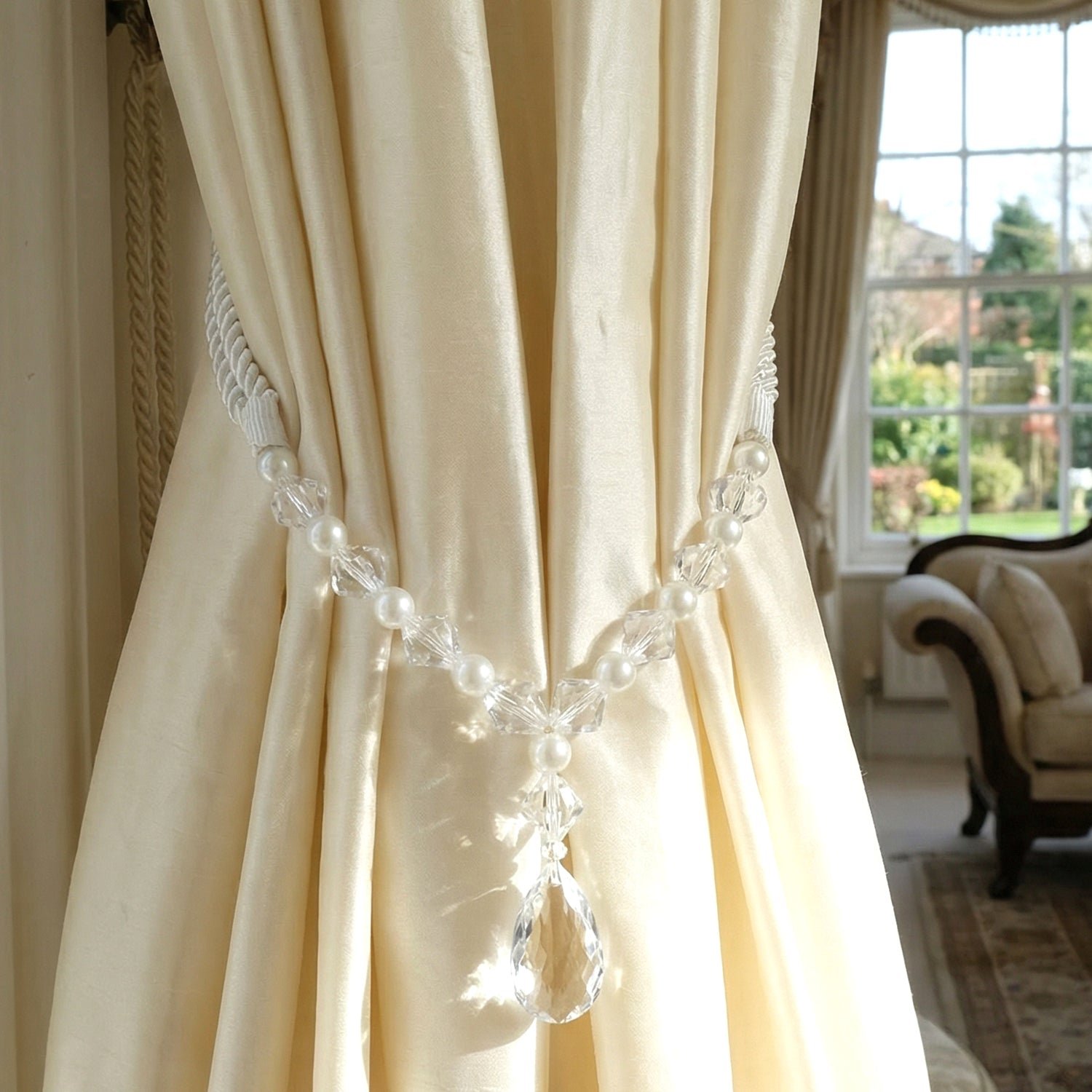Crystal Pearl Beaded Curtain Tieback – Elegant Twisted Rope Design - Image 6