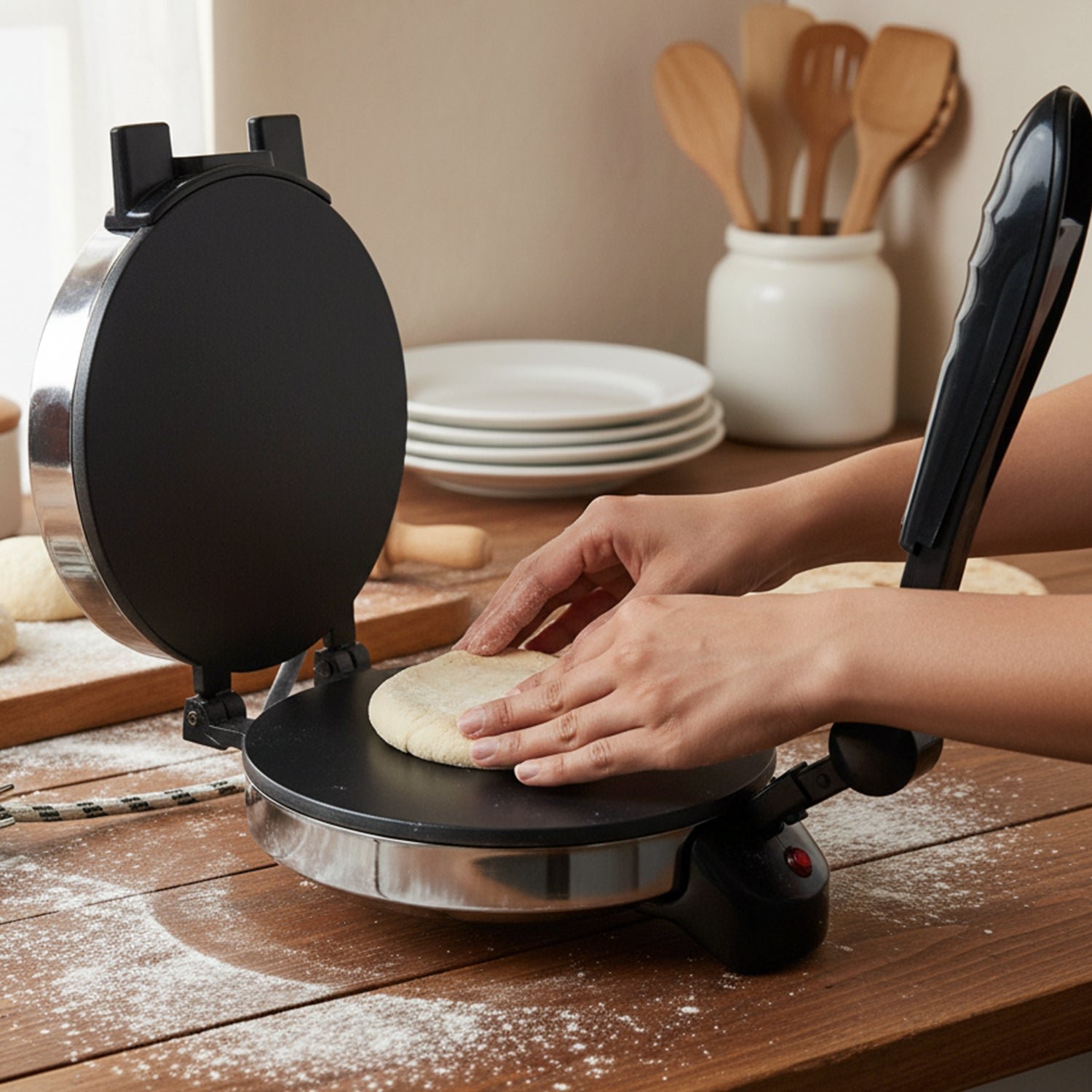 Electric Roti Maker – Stainless Steel Flatbread Cooker for Quick Meals - Image 3