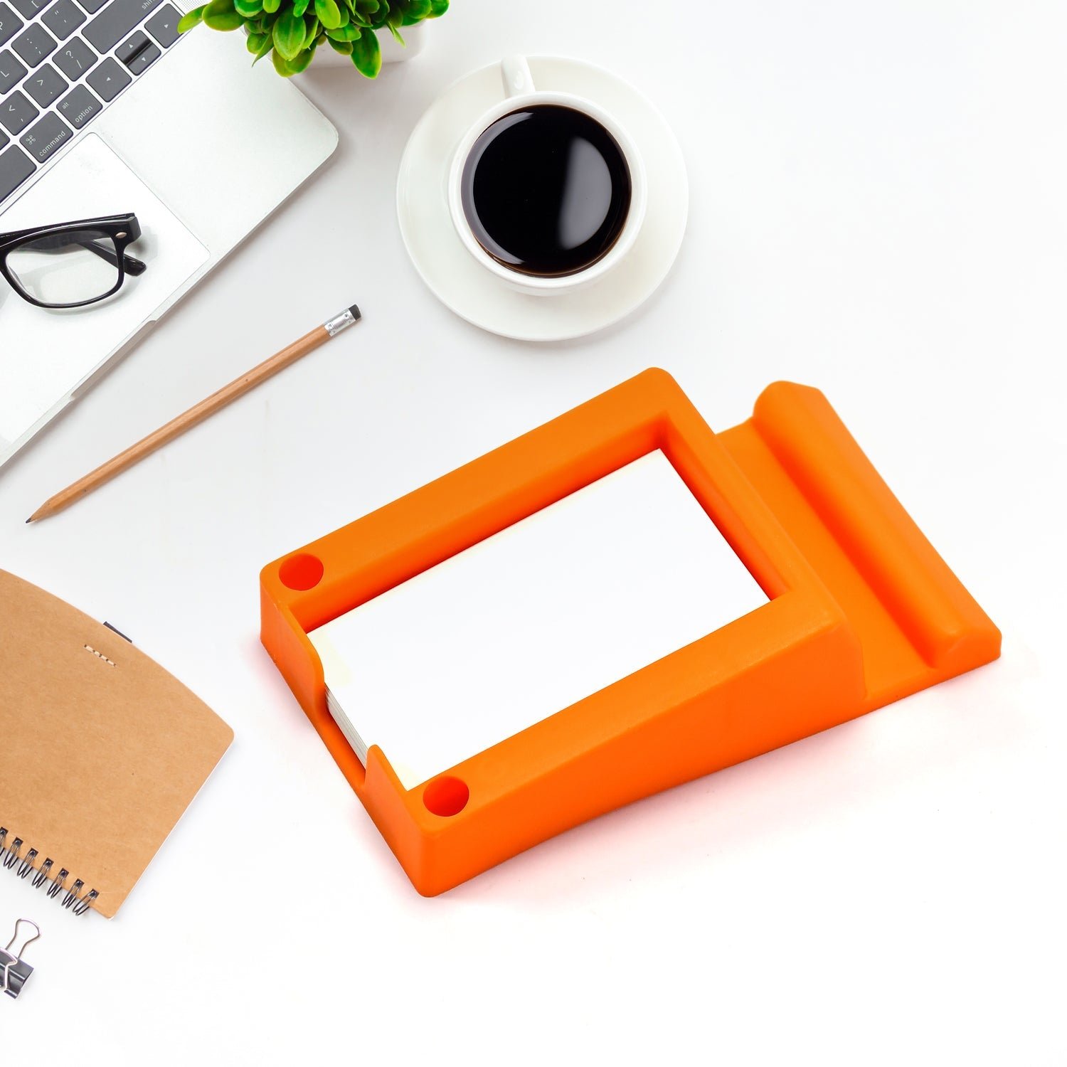 Plastic Business Card & Mobile Holder – Space-Saving Desk Organizer - Image 2
