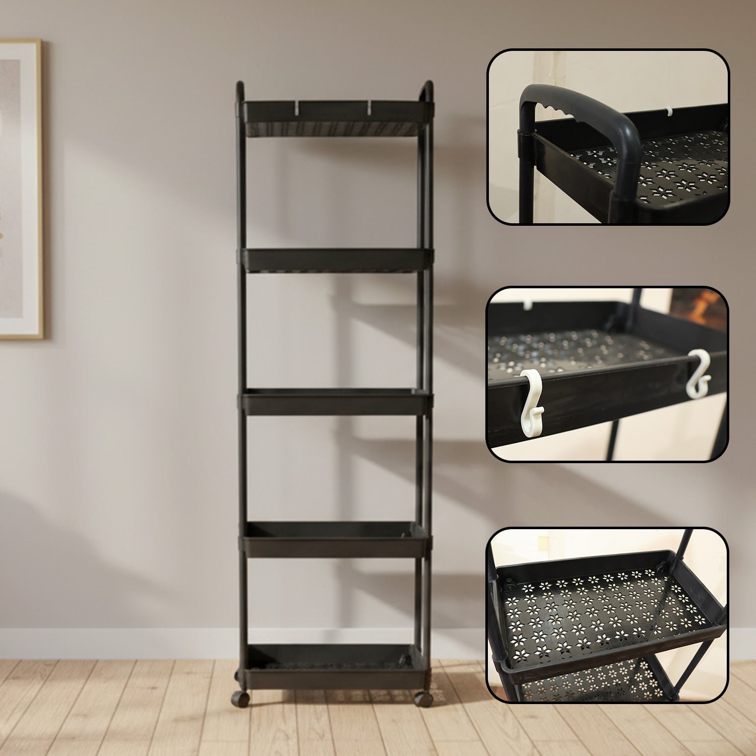 5 Layer Rolling Storage Rack – Multipurpose Mobile Organizer - Image 4