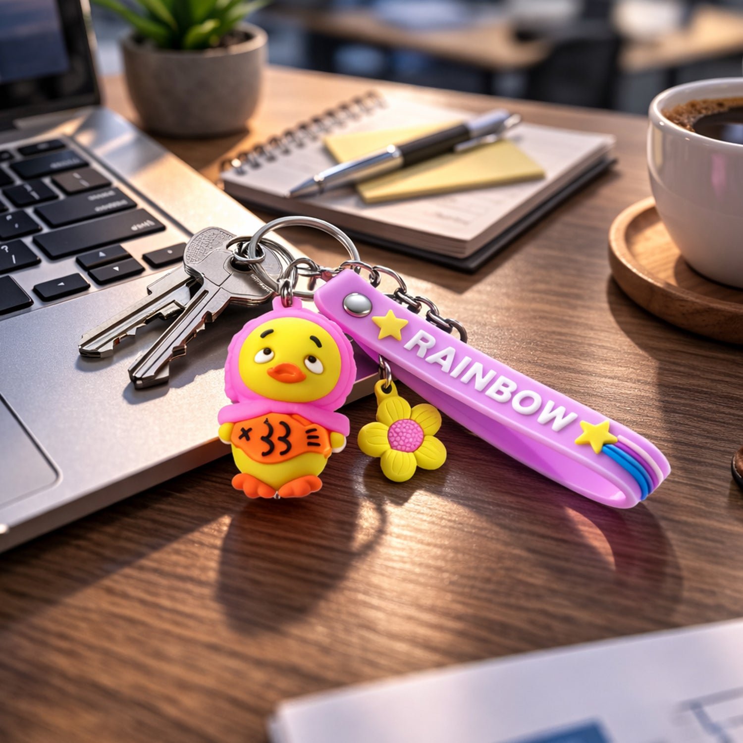 Rainbow Duck Keychain – Cute Silicone Strap for Kids - Image 4