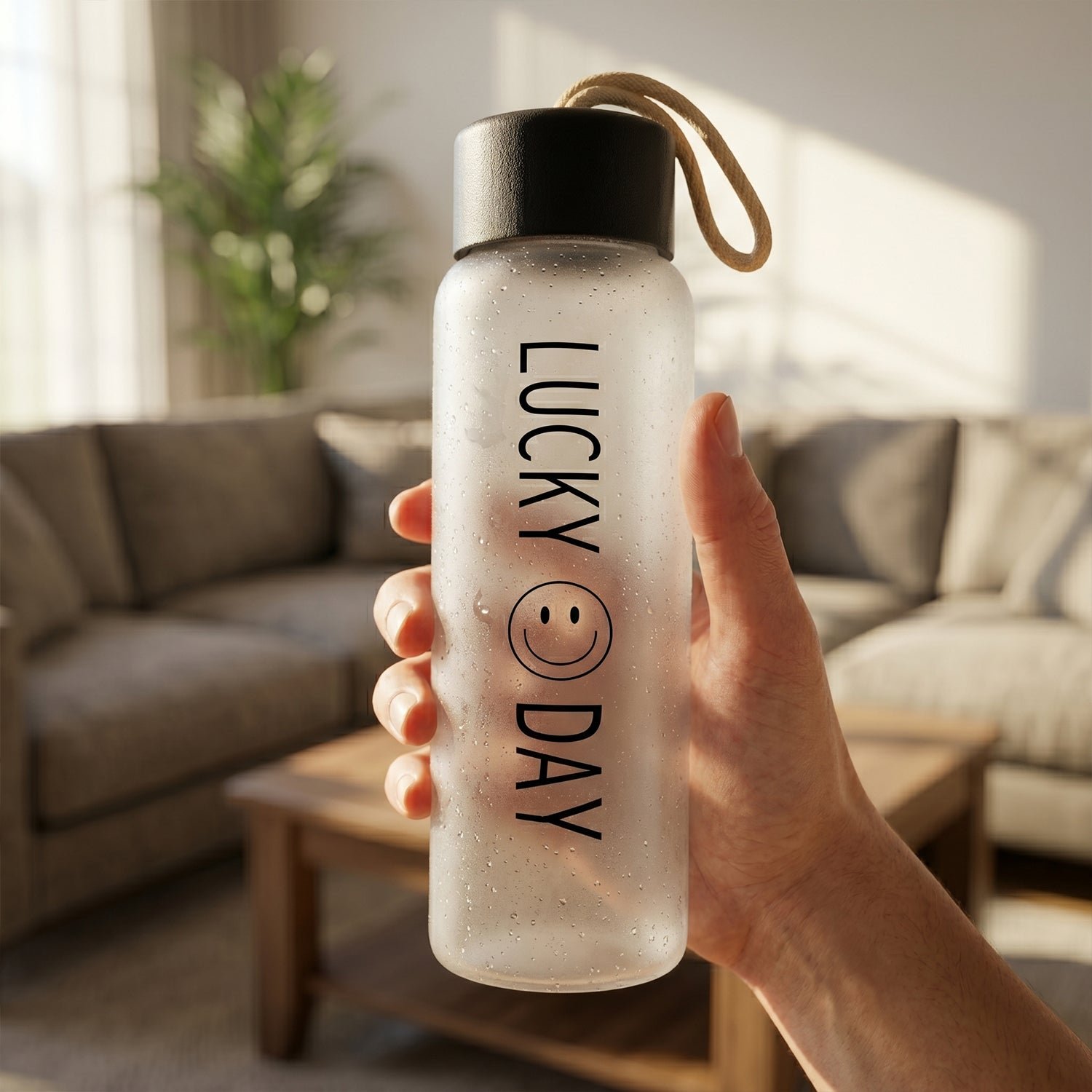 Frosted Glass Water Bottle – Leakproof & Travel-Friendly Design - Image 3