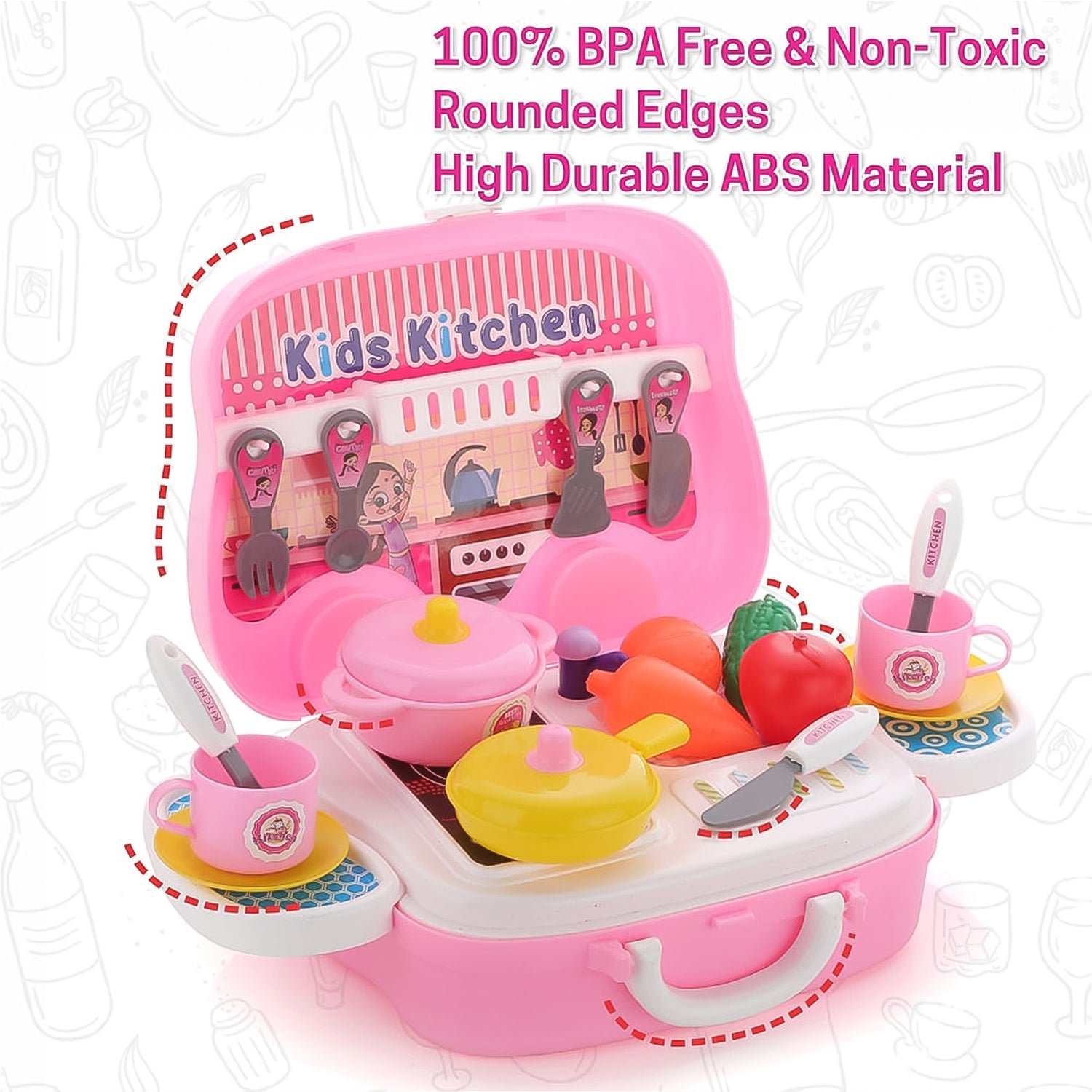 Kids Kitchen Play Set - 23-Piece Portable Pretend Play | Aditi - Image 5