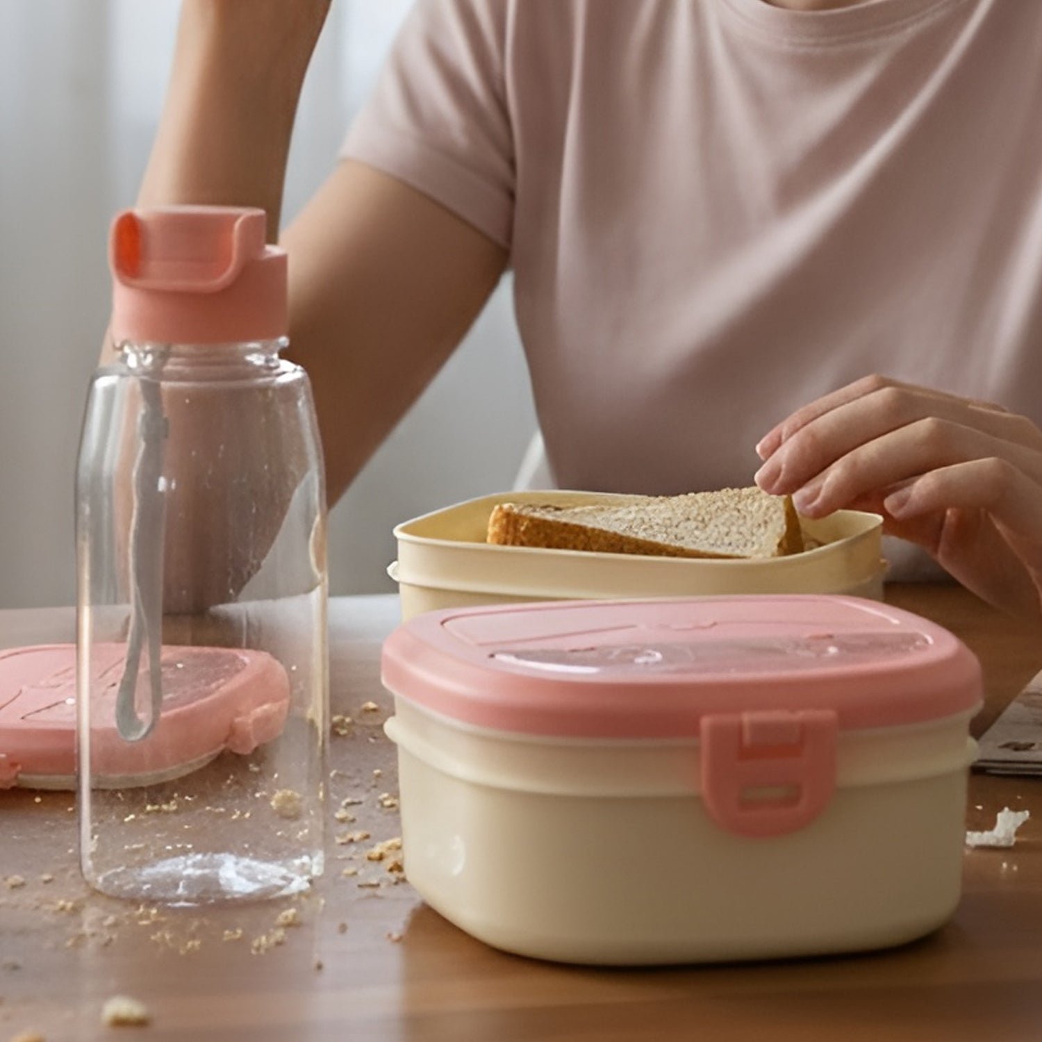 Plastic Lunch Box Set – Secure Lock Lid & Dual Compartments - Image 4