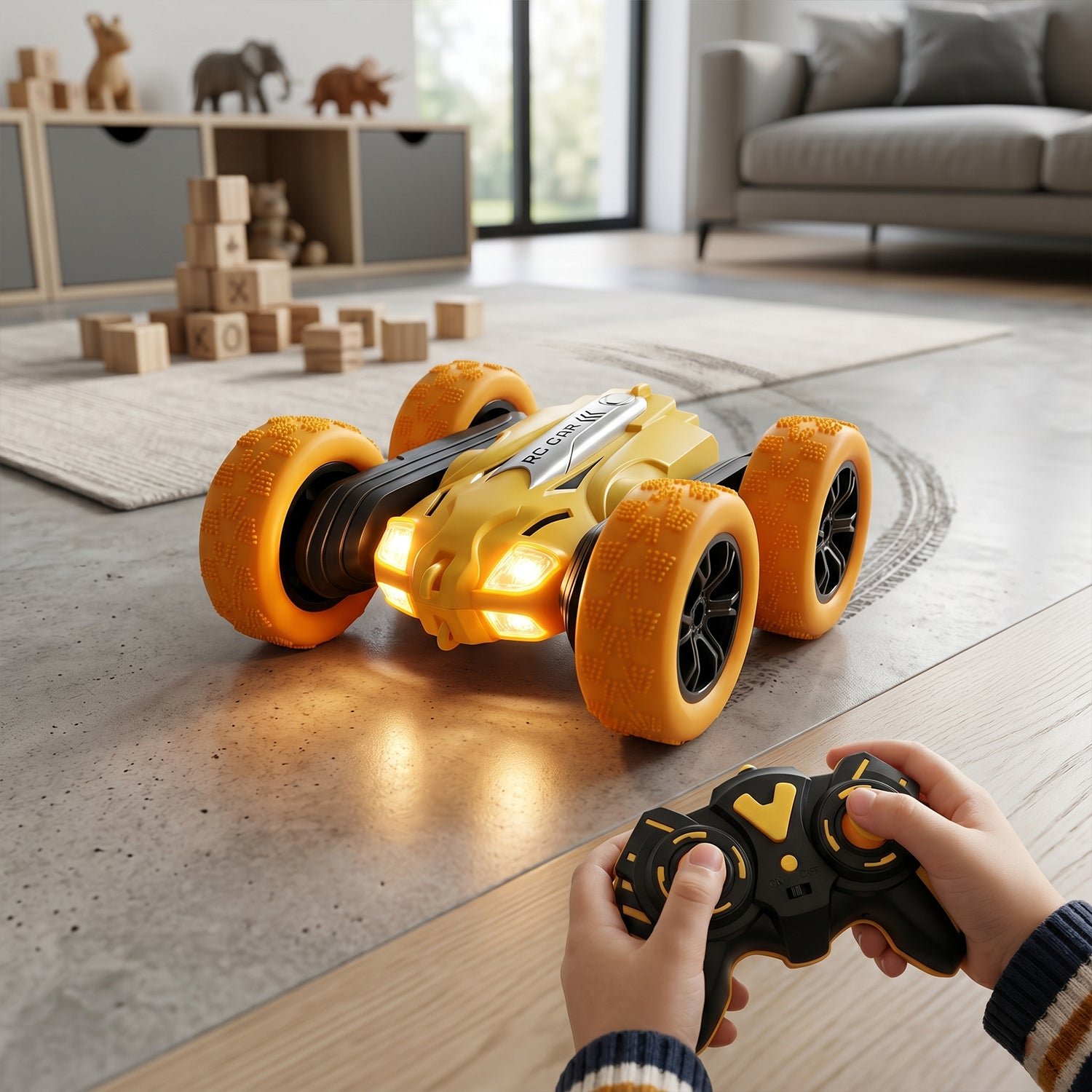 Remote Control Double Flip Stunt Car – High-Speed Fun with Lights - Image 3