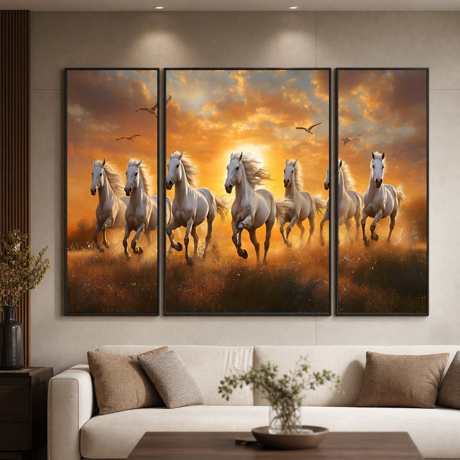 Horses Sunset Wall Art – Vibrant 3-Panel MDF Canvas for Home Decor - Image 5