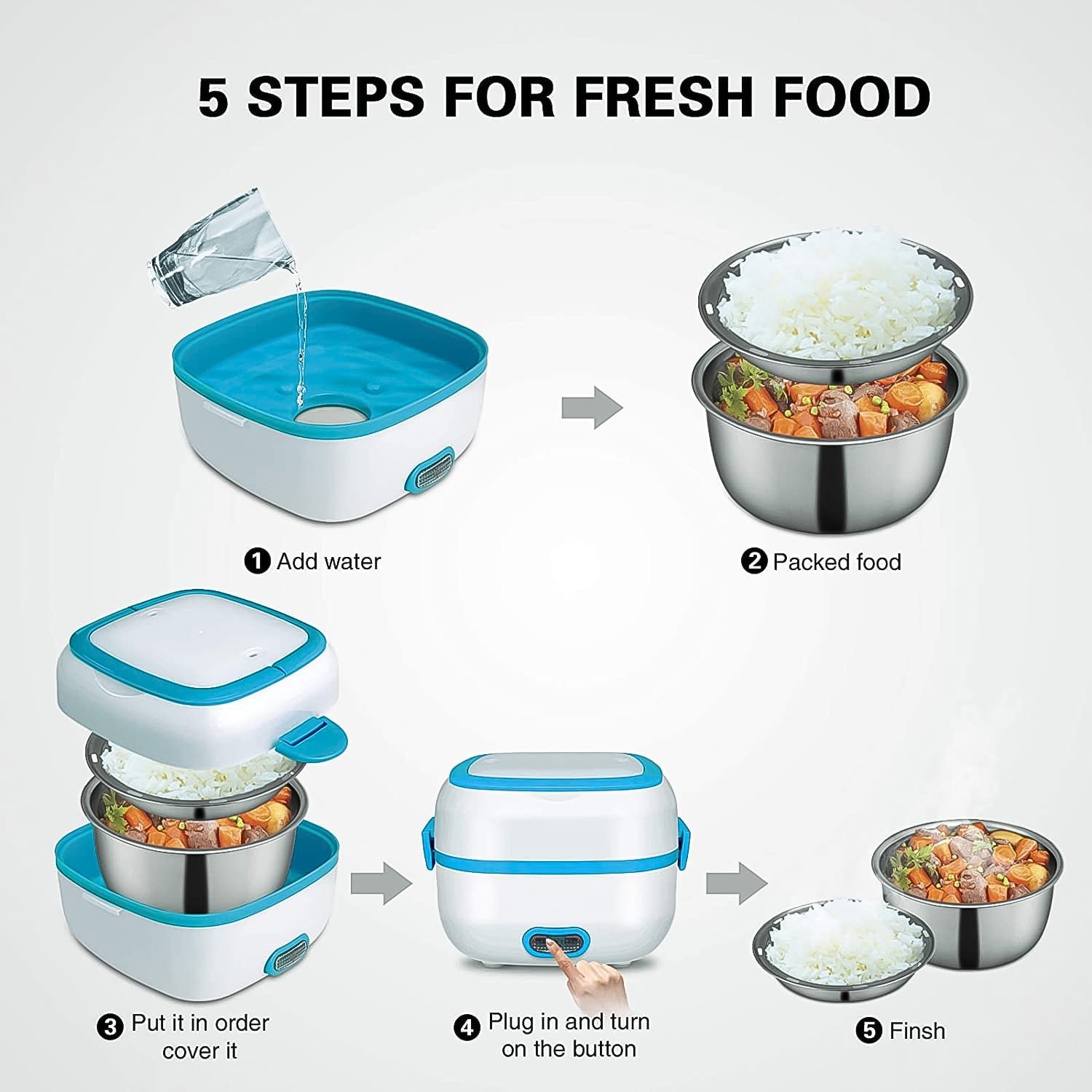 Electric Lunch Box - 3-in-1 Stainless Steel Food Heater | Lunchie Bunchie - Image 6