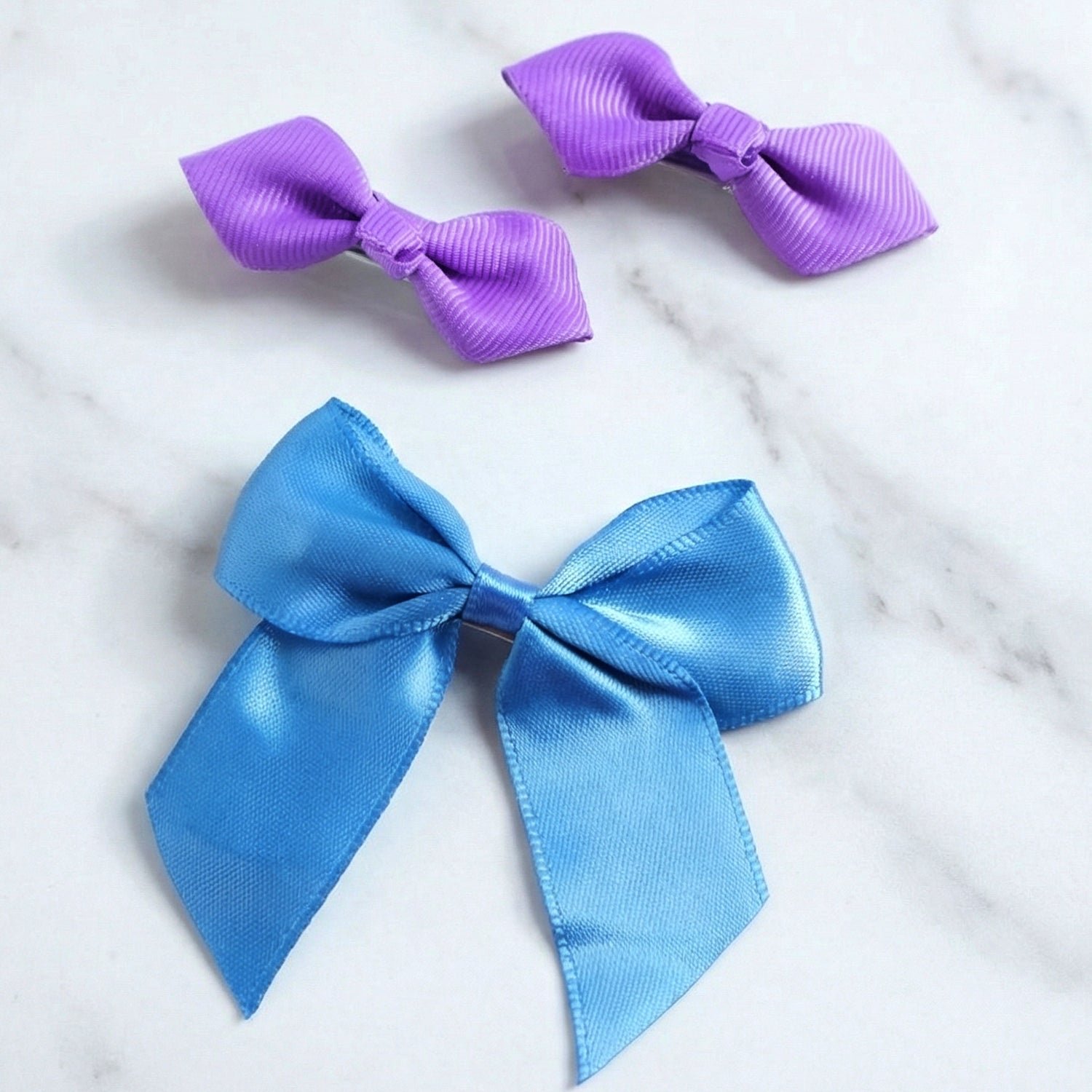 Satin Ribbon Bow Hair Clips – Elegant 3 Pc Girls' Set - Image 4