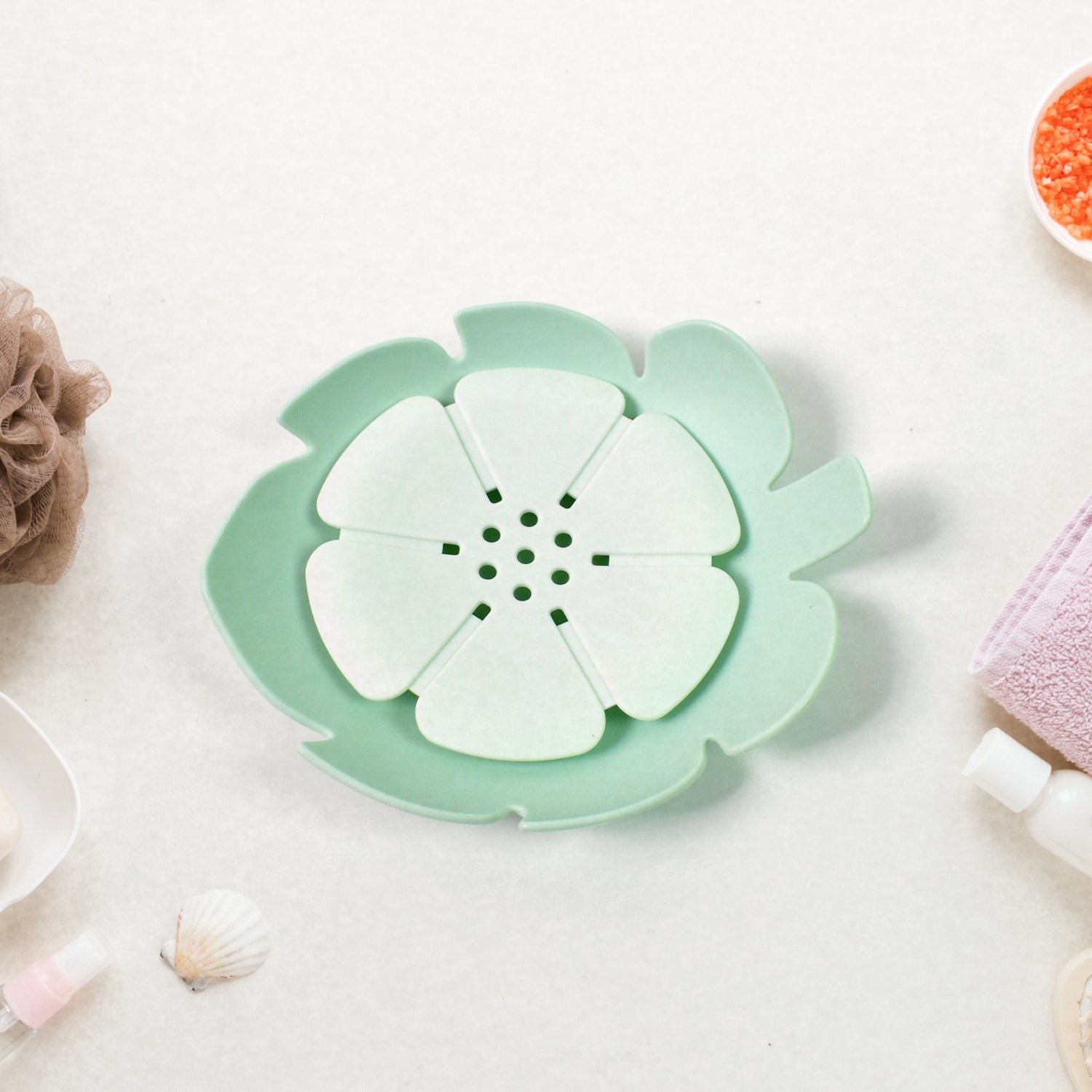 Plastic Soap Dish - Self-Draining Floral Design | VelvetBubbles - Image 5
