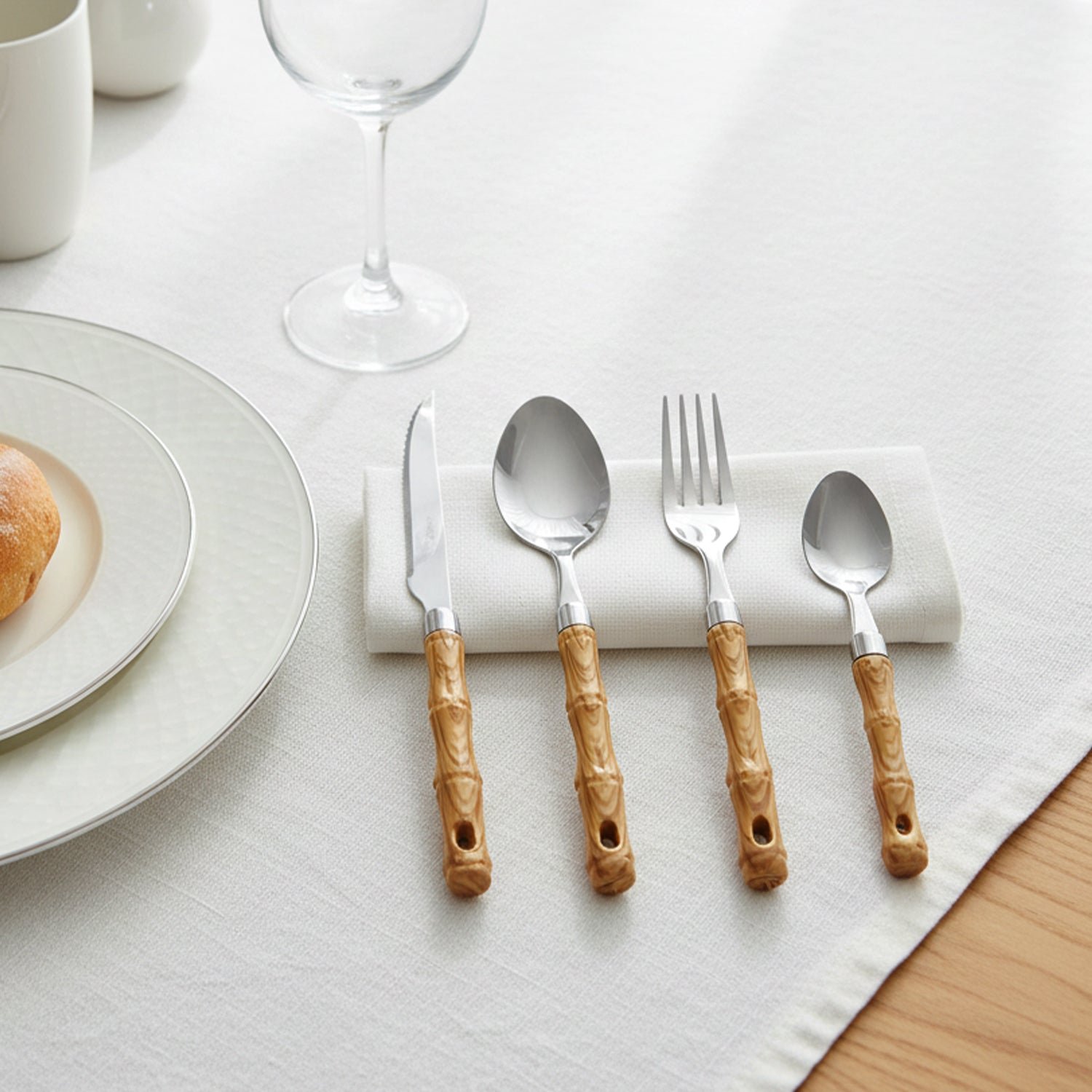 Stainless Steel Cutlery Set – Elegant Wooden Handle, 24 Pieces - Image 5