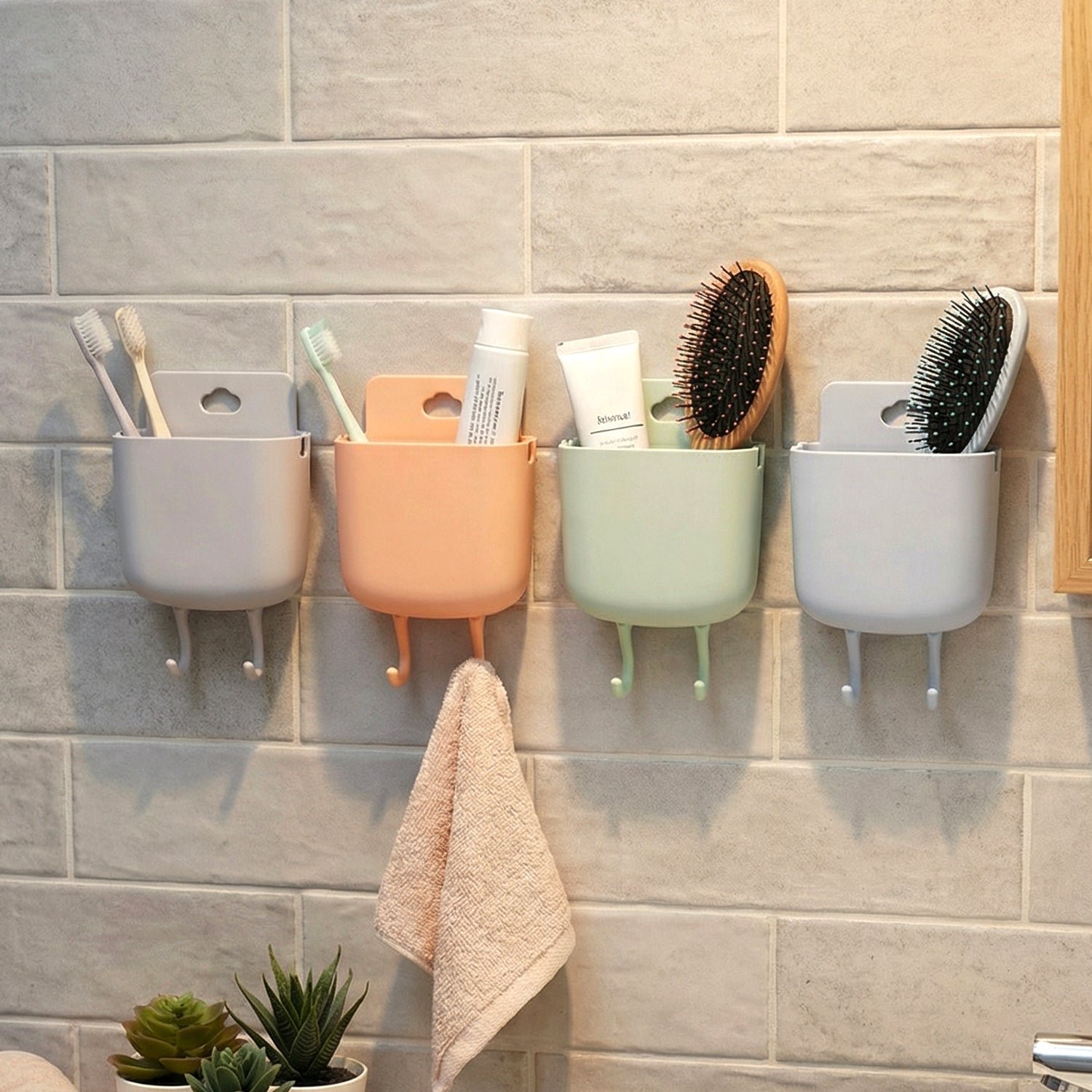 Plastic Wall Mounted Mobile Charging Holder Set – Space Saving 4 Pc - Image 3