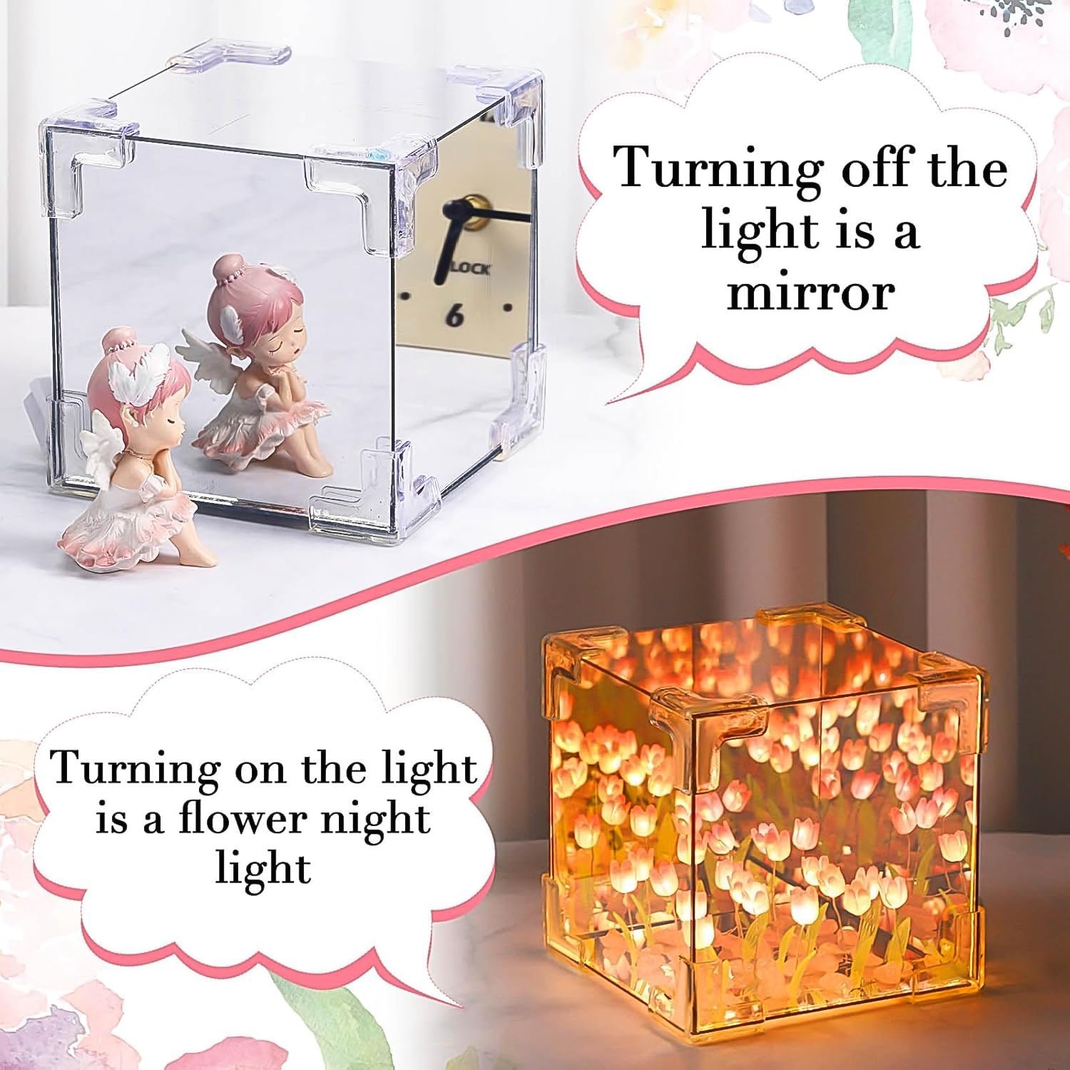Tulip LED Night Lamp – Decorative Mirror & Light | Styleva - Image 3