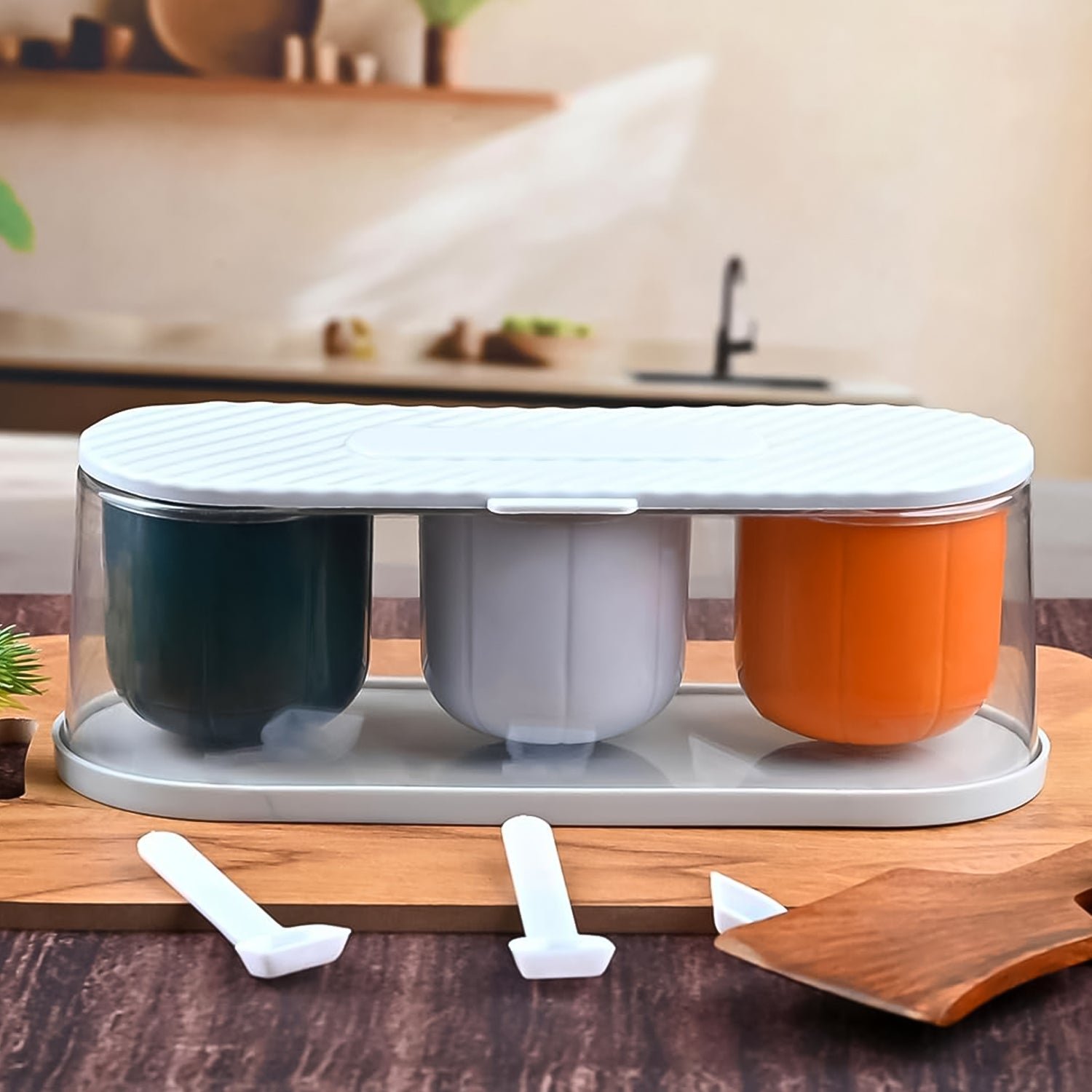 Spice Box - 3-Grid Masala Storage with Spoons | Tidy Table - Image 3