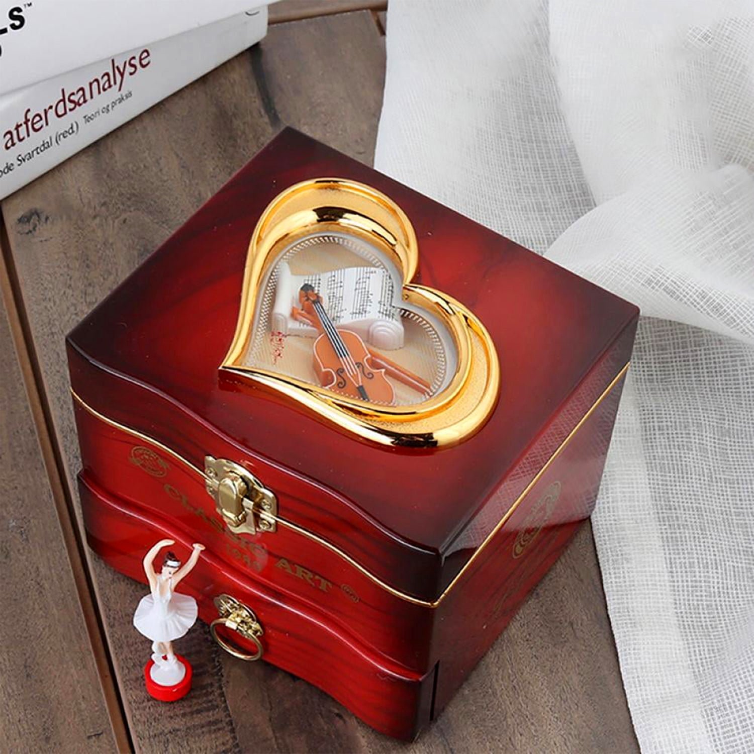 Ballerina Music Box - Hand Crank Piano & Storage | - Image 6