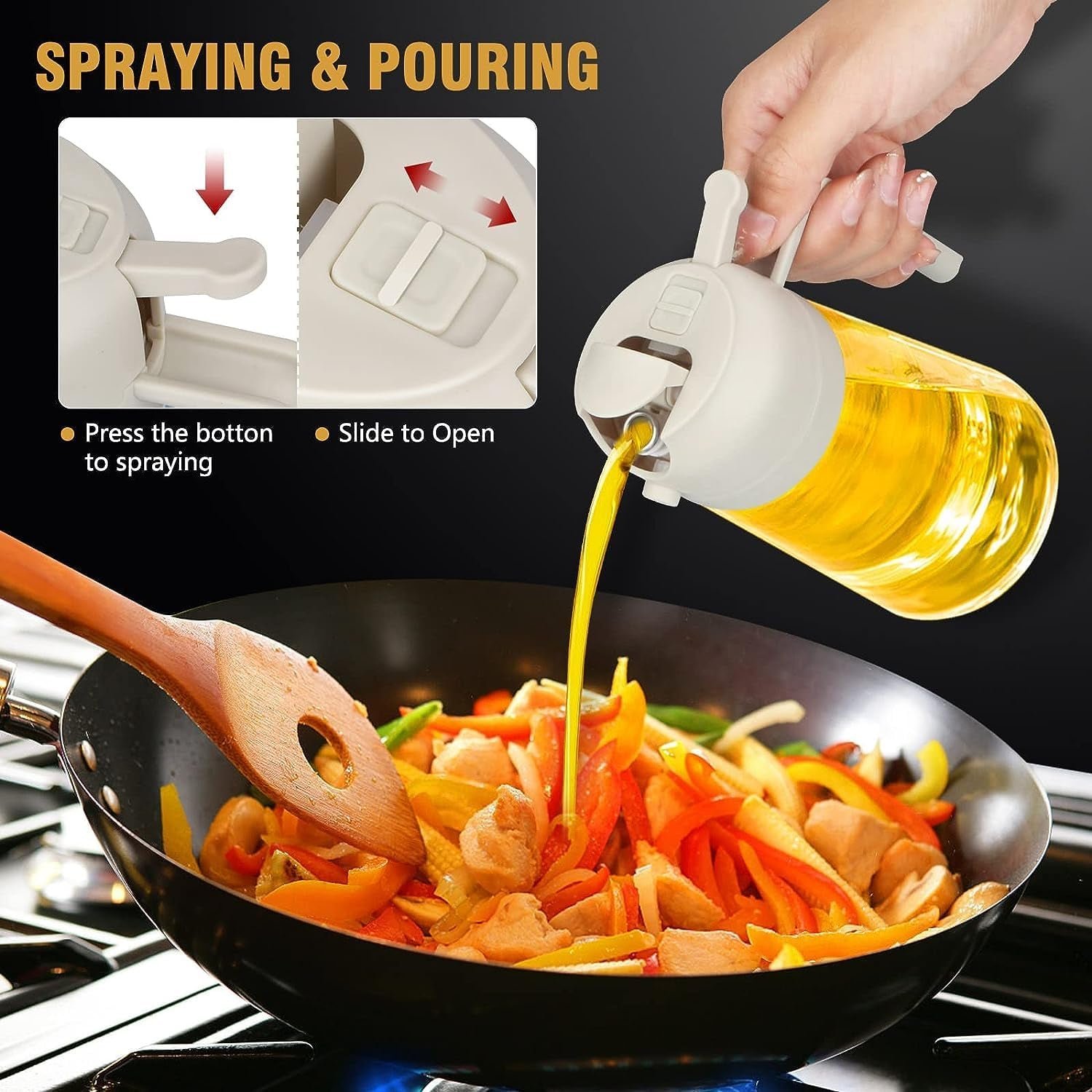 Glass Oil Dispenser Bottle – 2-in-1 Pour & Spray, 500 ml - Image 4