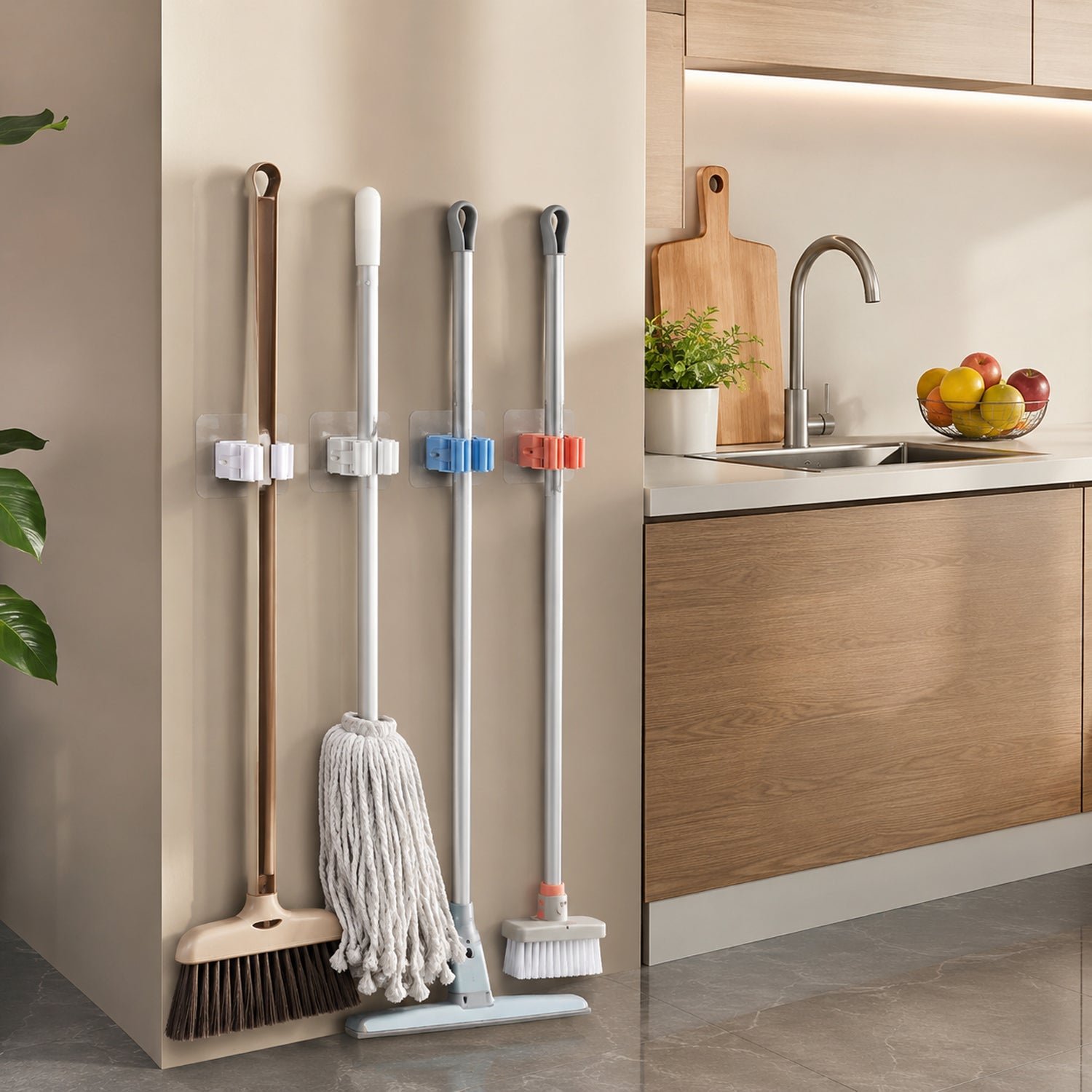 Wall-Mounted Plastic Broom Holder Clip for Efficient Storage - Image 8