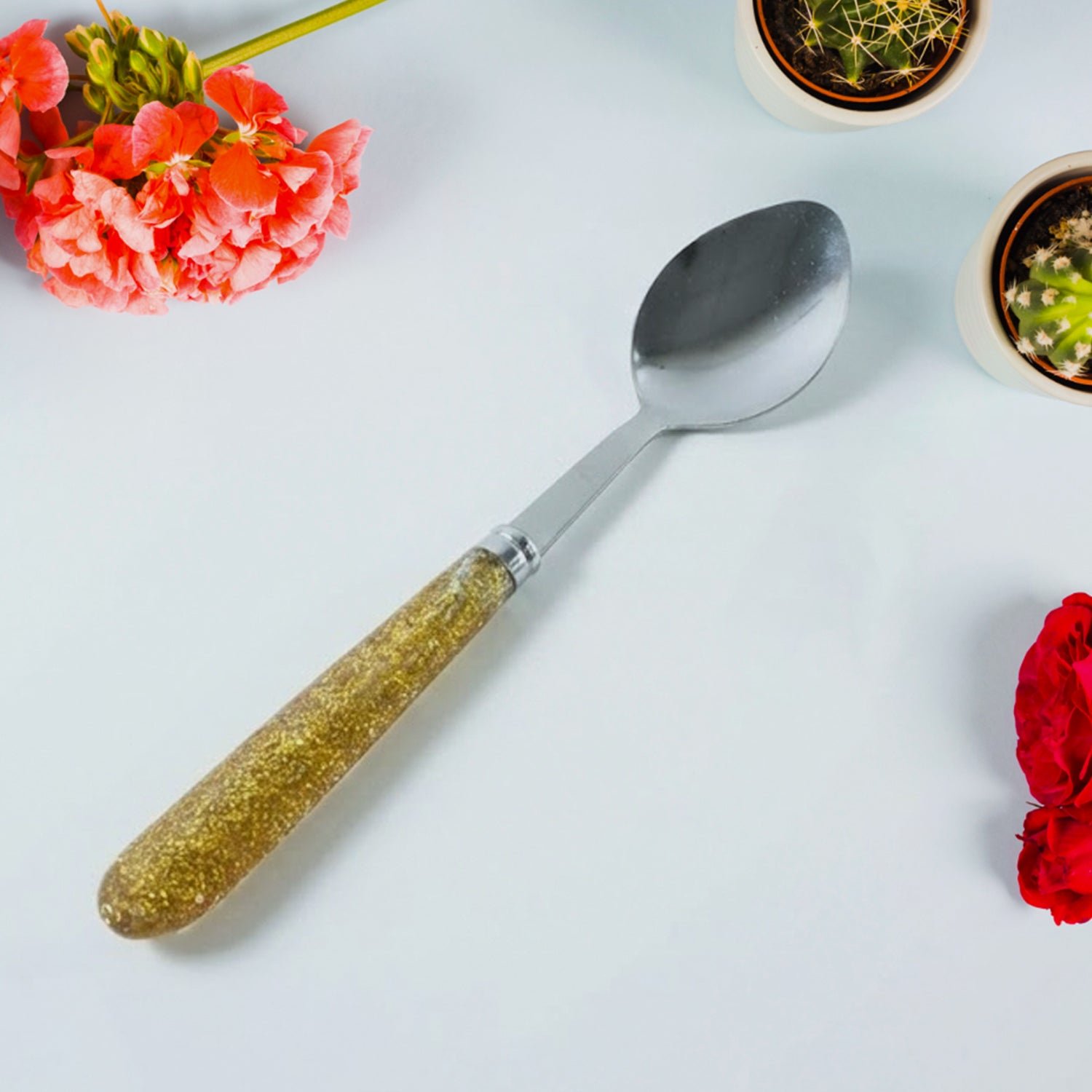 Stainless Steel Dining Spoon Set – Elegant Glitter Handles, Pack of 2 - Image 3