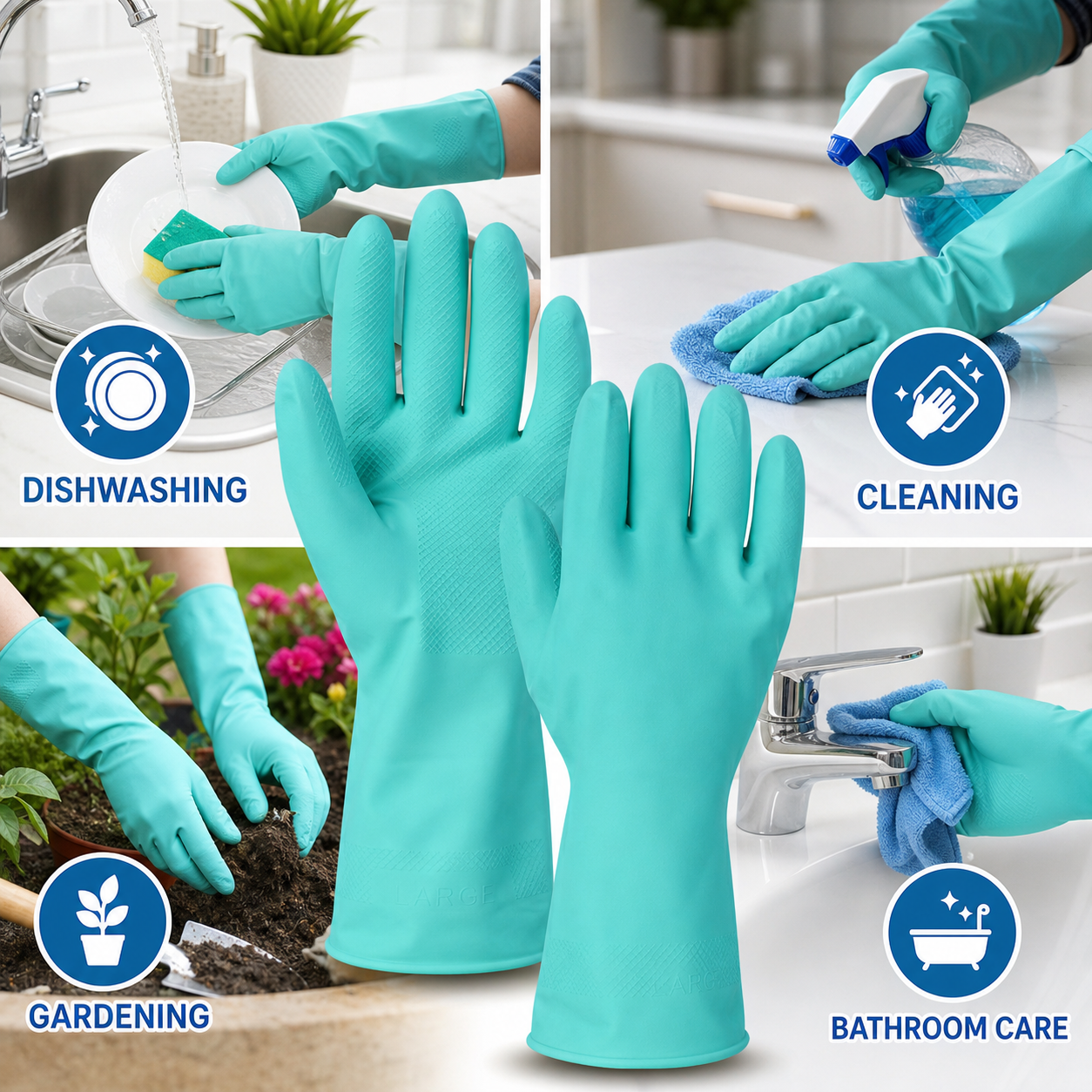 Large Victor Green Rubber Gloves – Reusable & Waterproof for Kitchen