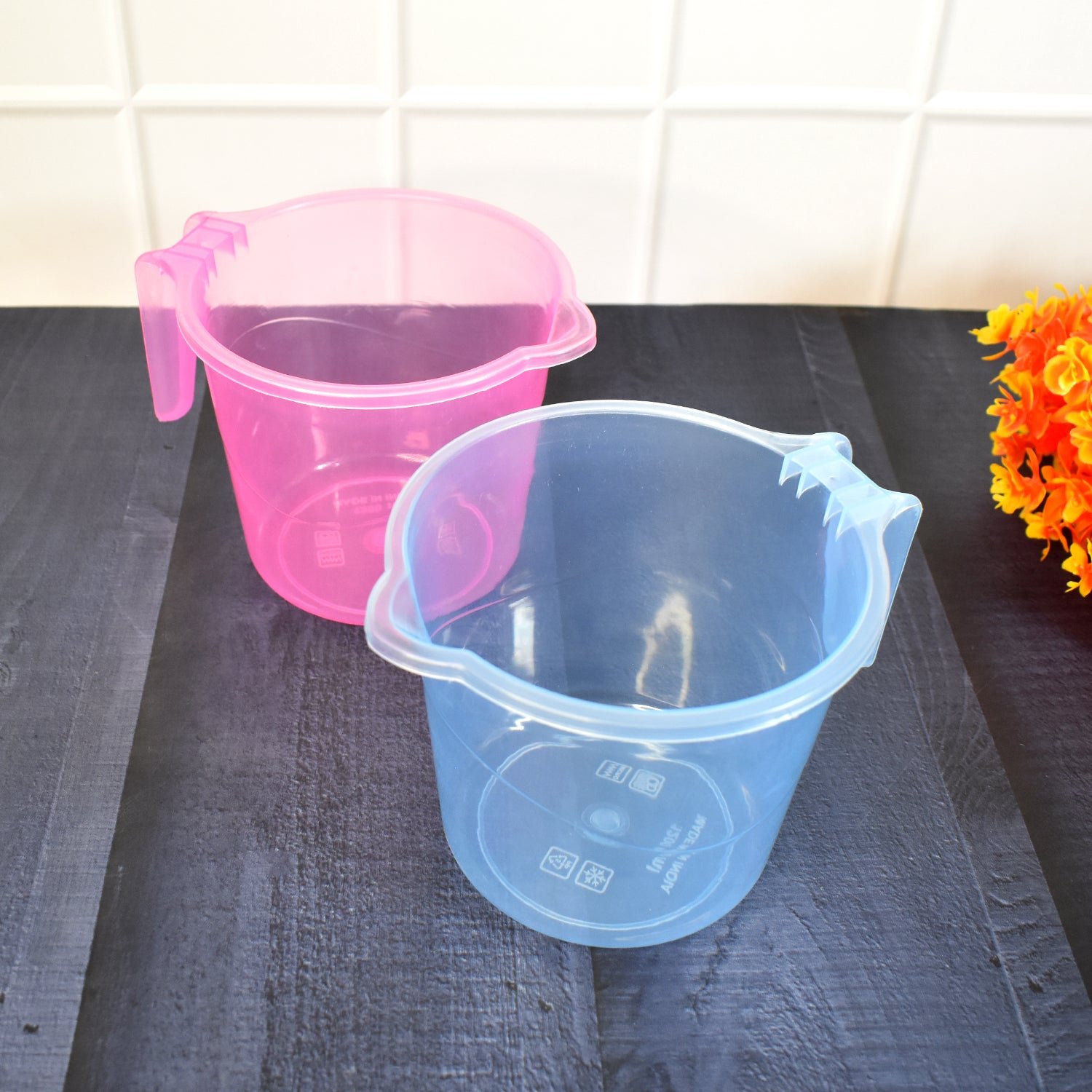 Plastic Bath Mug - 1200ML Transparent Mix Colour (Set of 5) | Mini Bubbles - Image 6