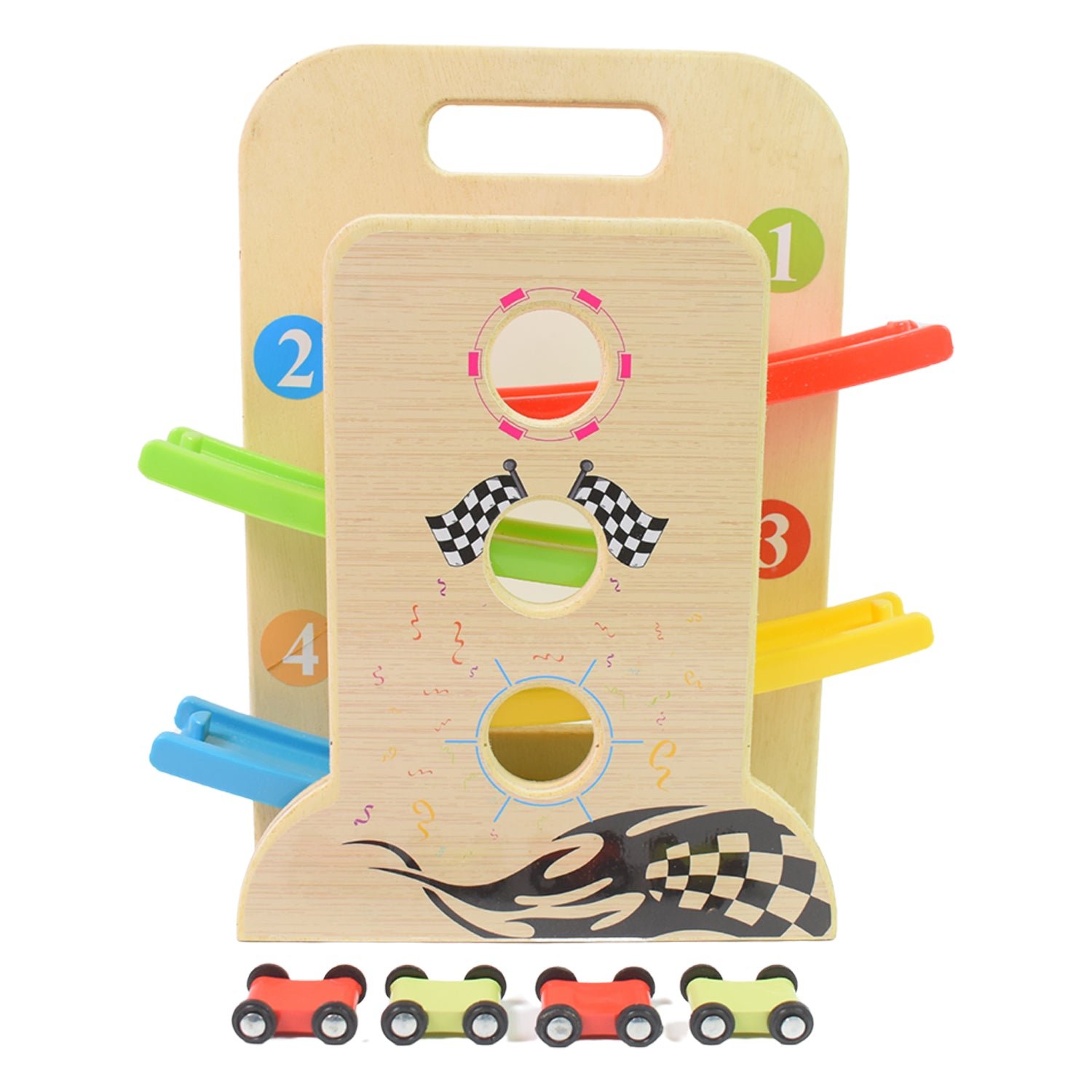 Wooden Ramp Racer - 4 Cars & Handle for Kids | Action Legion - Image 5