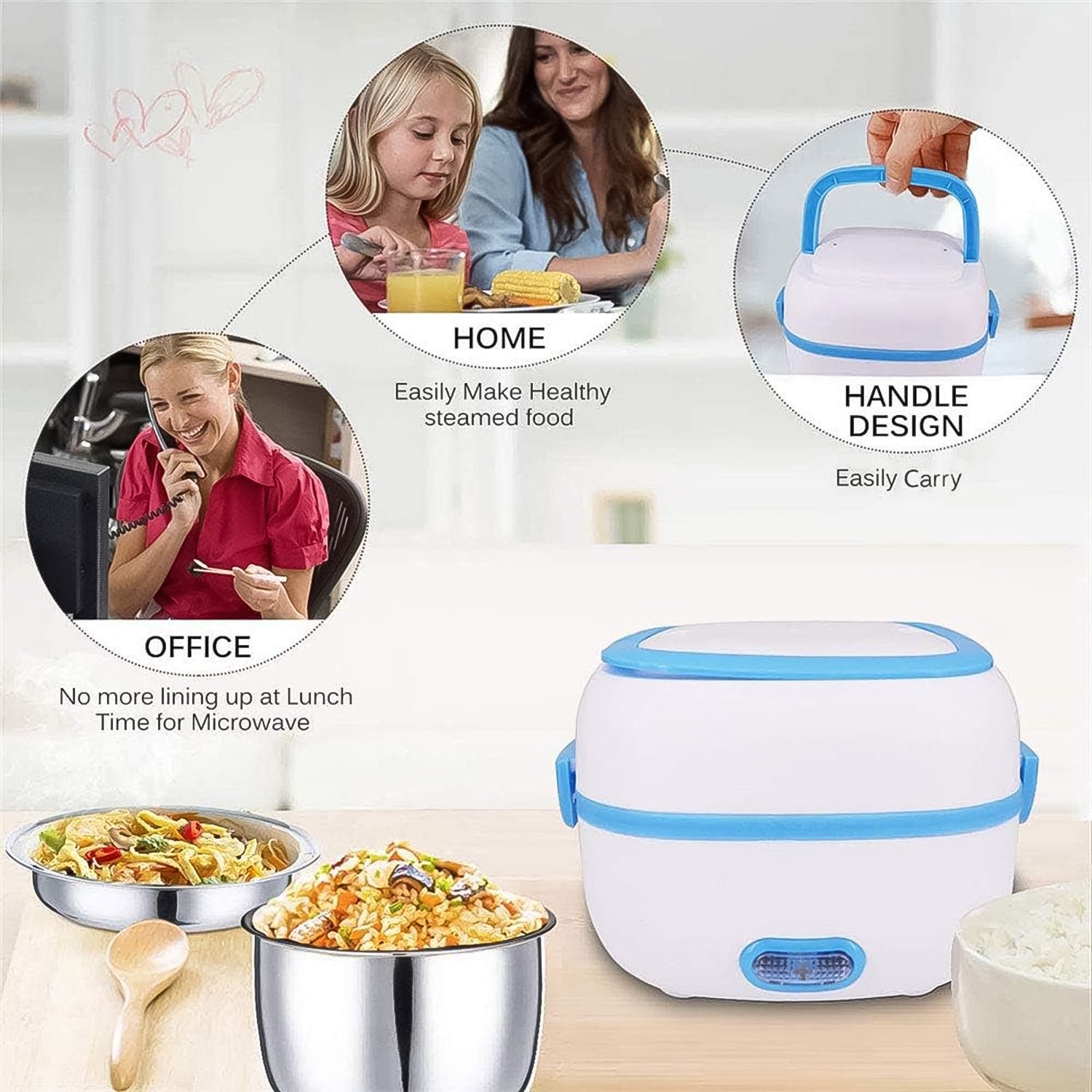 Electric Lunch Box - 3-in-1 Stainless Steel Food Heater | Lunchie Bunchie - Image 3