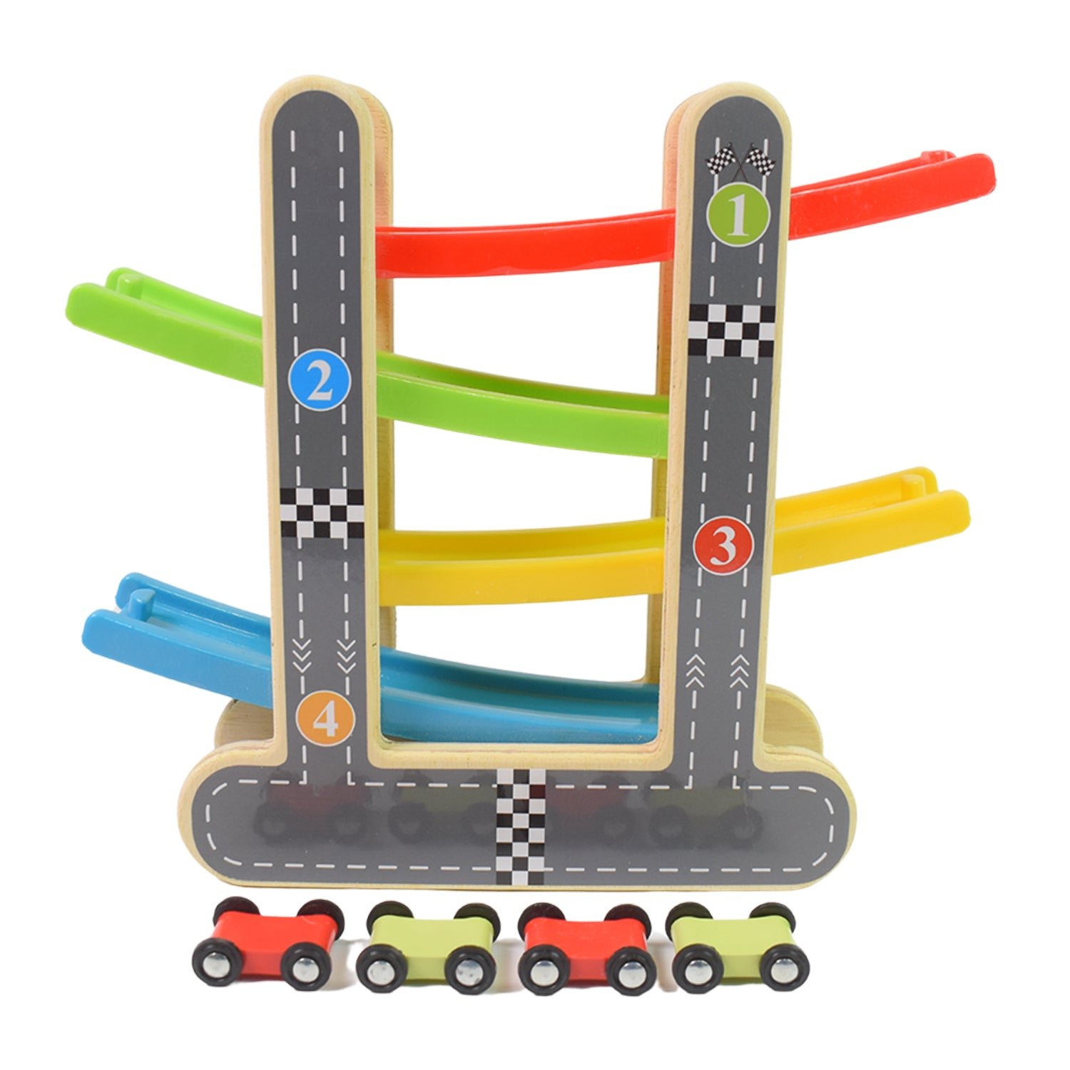 Wooden Race Track - 4-Level Car Ramp Set for Toddlers | Action Legion - Image 5