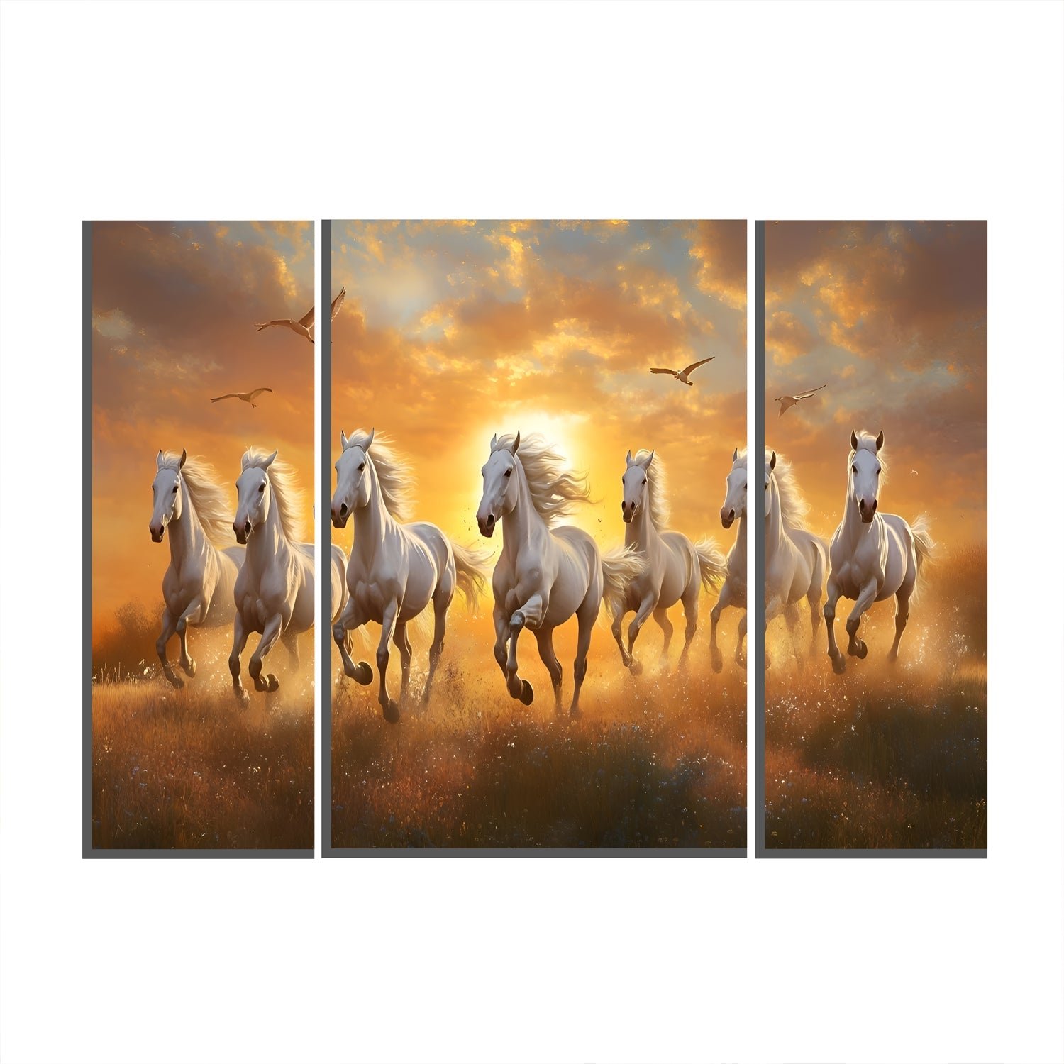 Horses Sunset Wall Art – Vibrant 3-Panel MDF Canvas for Home Decor - Image 4