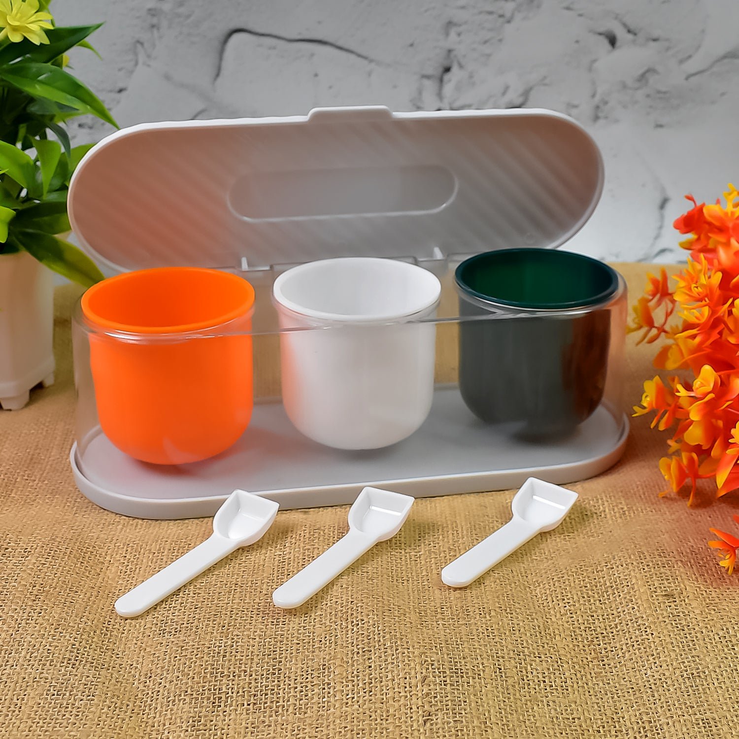 Spice Box - 3-Grid Masala Storage with Spoons | Tidy Table
