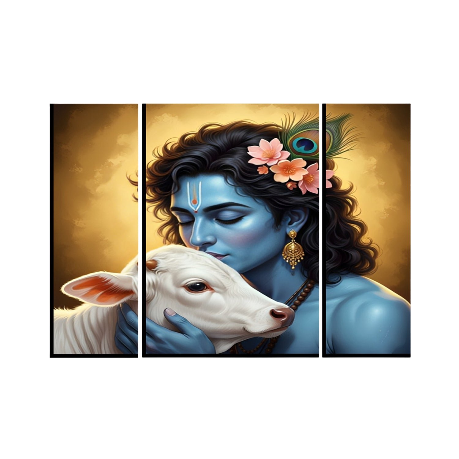 Krishna N Cow Wall Art – Vibrant 3 Panel MDF Design for Home - Image 4