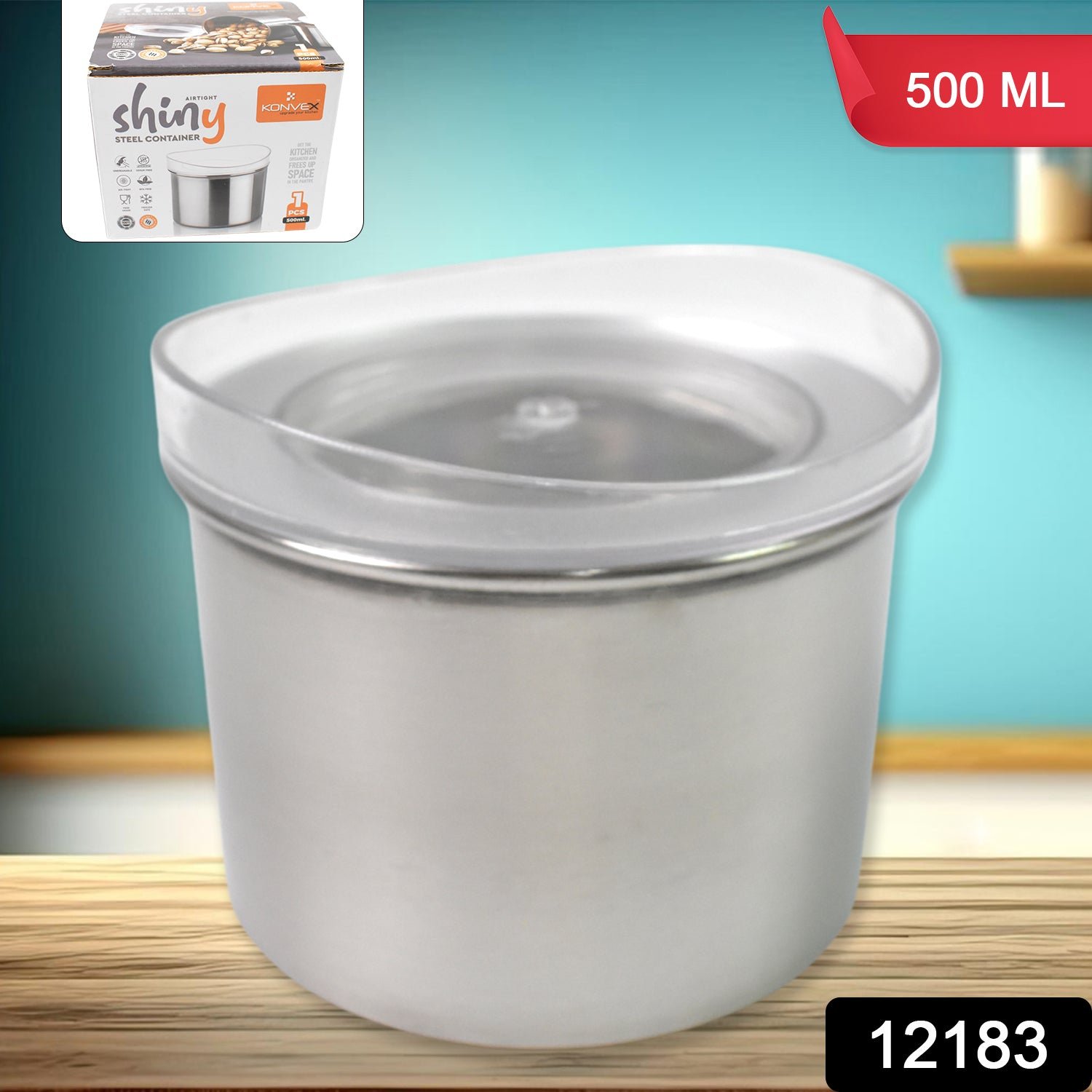 Stainless Steel Airtight Container - 500ml See-Through Lid | Konvex - Image 2