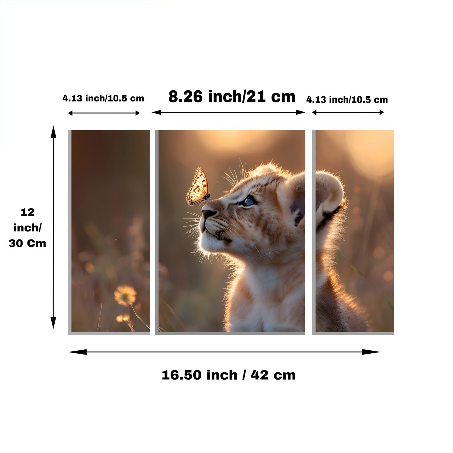 Lion Cub Wall Art – Vibrant 3-Panel MDF Wall Decor - Image 6