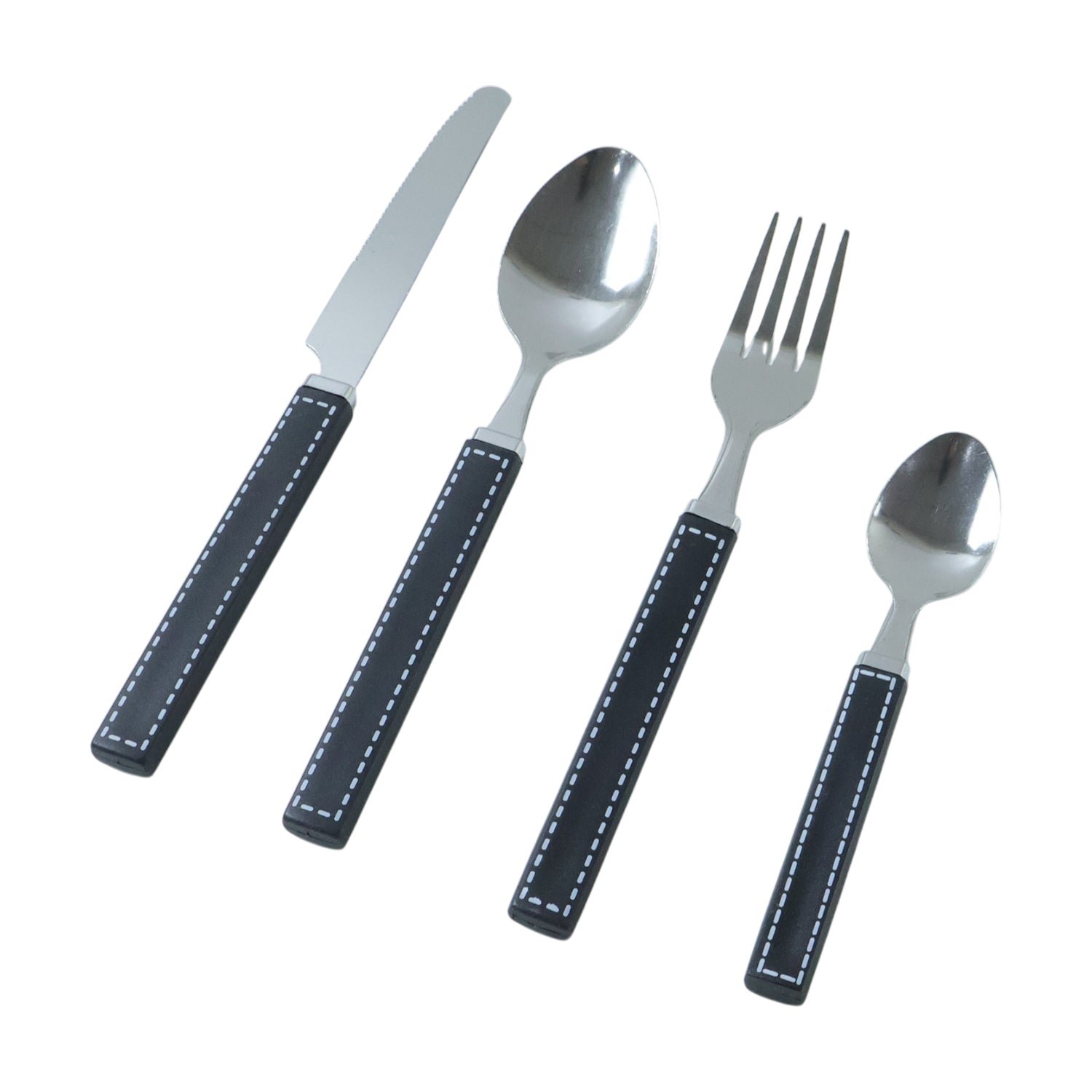 Stainless Steel Cutlery Set – 24-Piece with Plastic Handles & Tray - Image 4