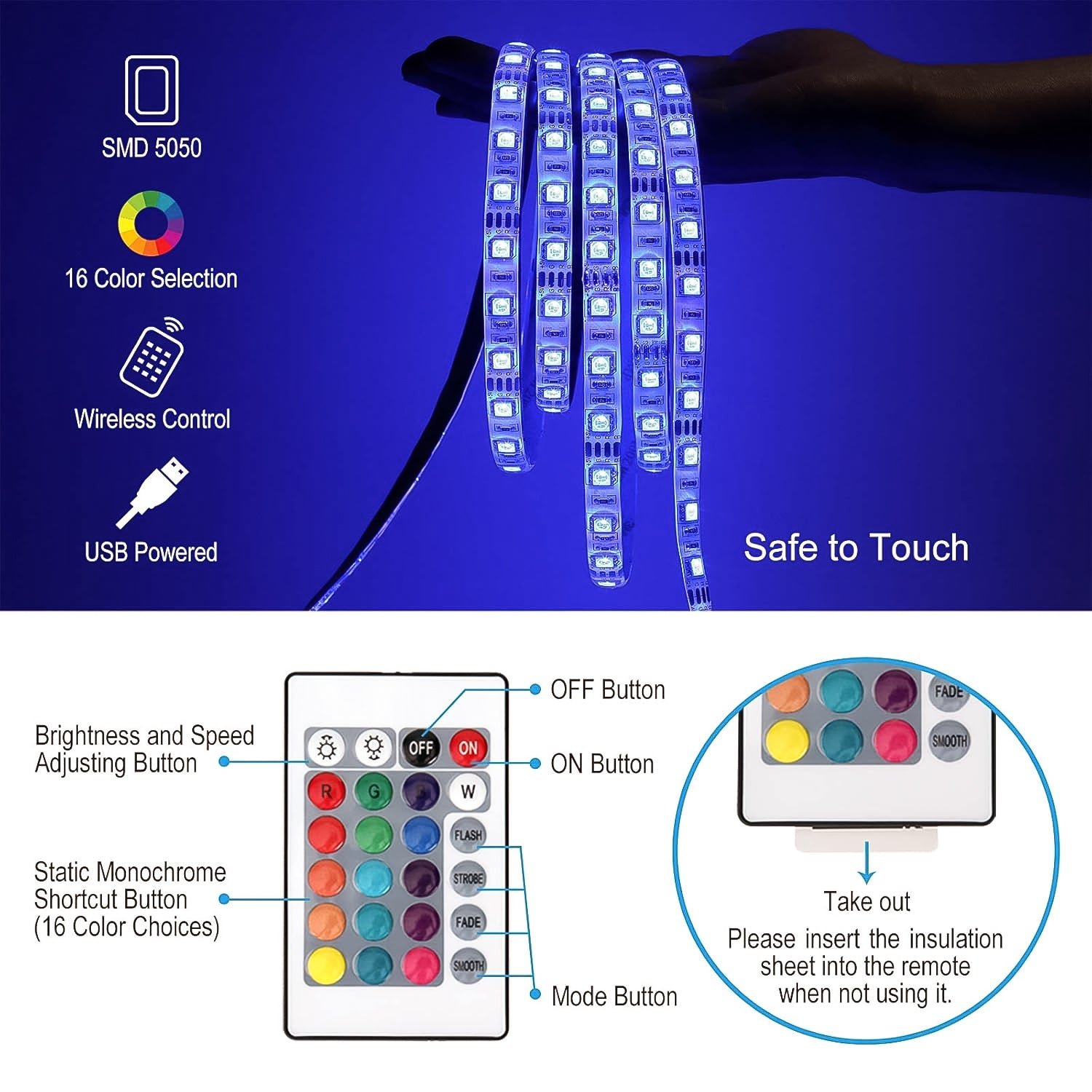 RGB LED Strip Lights – 3M Multi-Colour USB with Remote | Indo Glow - Image 3