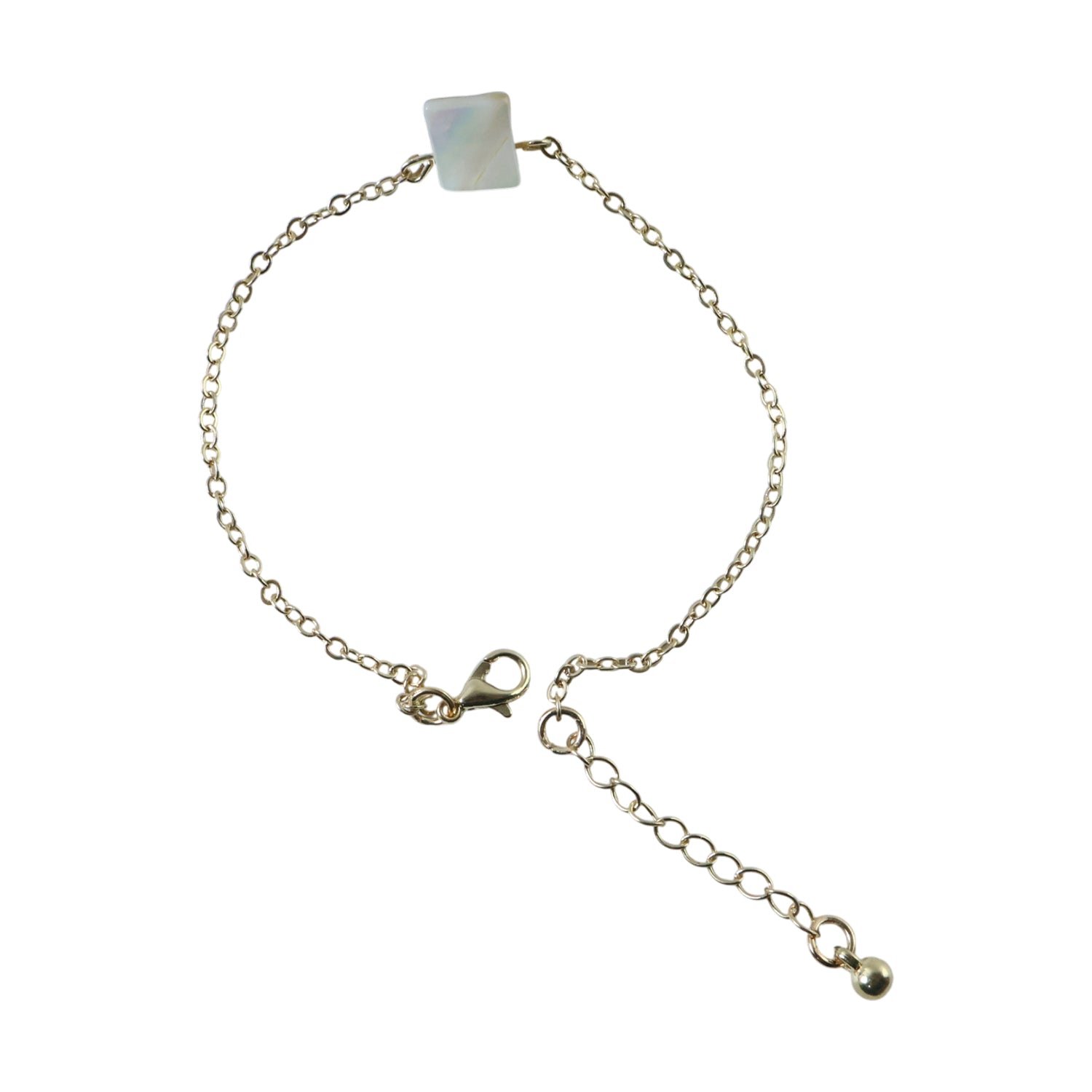 Adjustable Chain Bracelet with Square Stone Charm – Elegant Style - Image 5