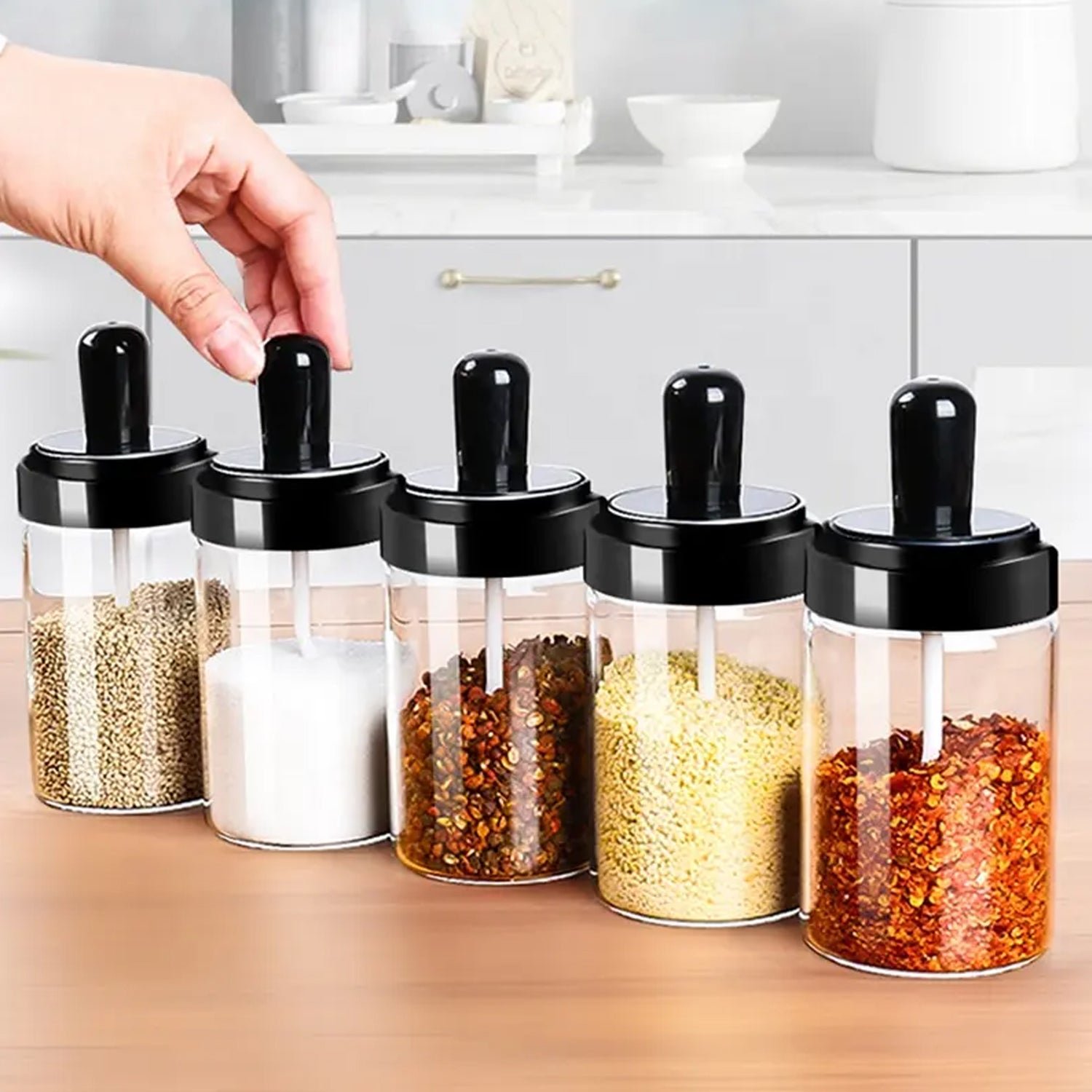 Glass Spice Jar – Attached Spoon & Leakproof Lid | Tidy Table - Image 6
