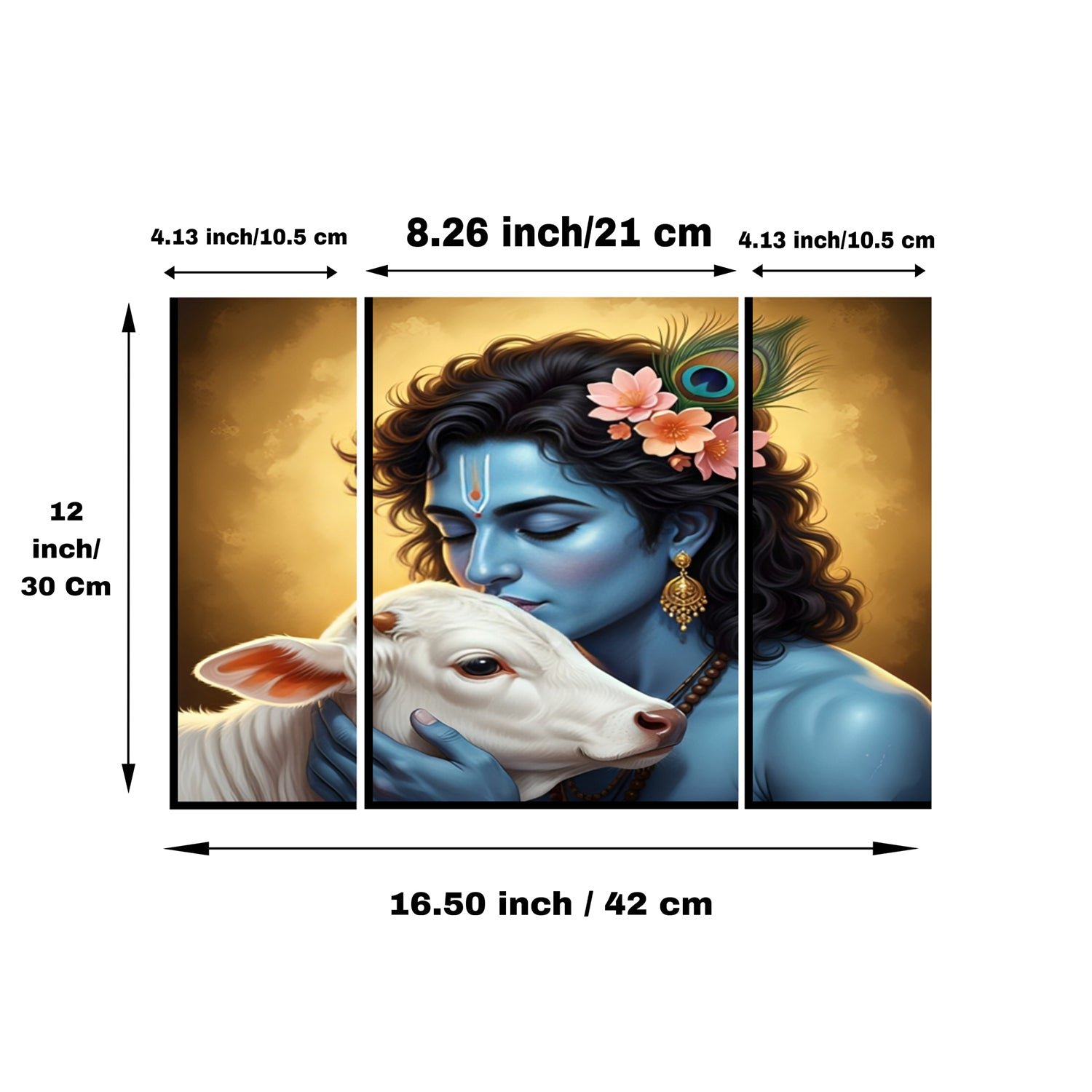 Krishna N Cow Wall Art – Vibrant 3 Panel MDF Design for Home - Image 6