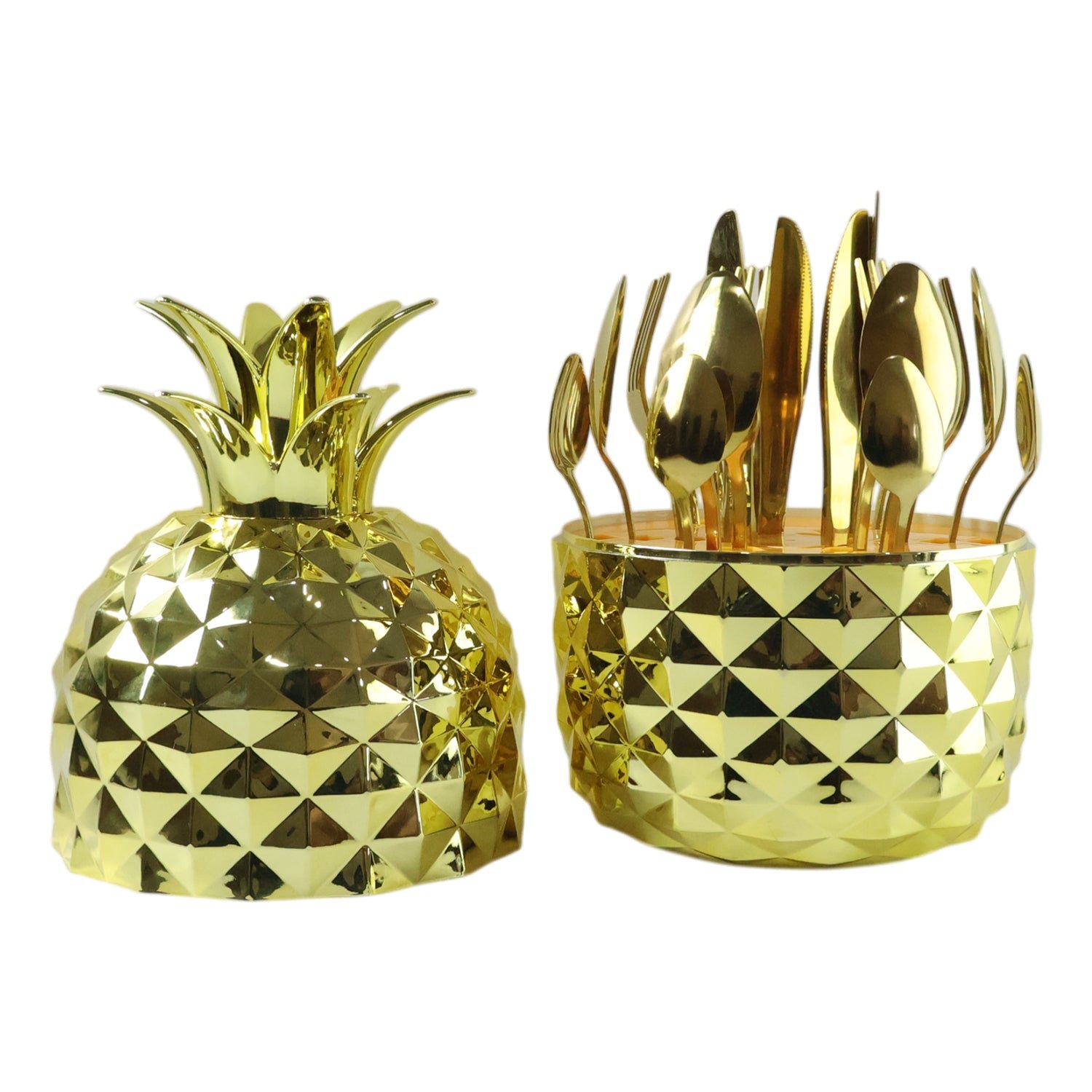 Gold Stainless Steel Cutlery Set – Luxury 24-Piece with Pineapple Stand - Image 4