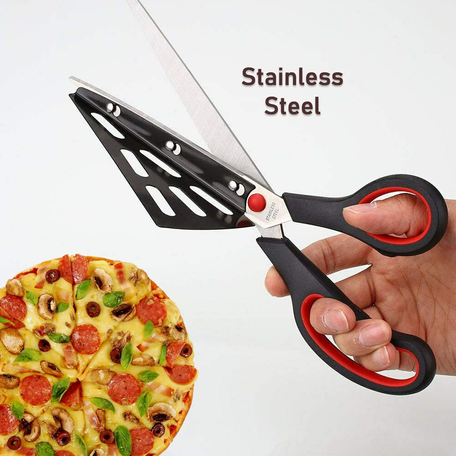 Pizza Cutter Scissors – Stainless Steel with Removable Spatula | Quickslice - Image 3