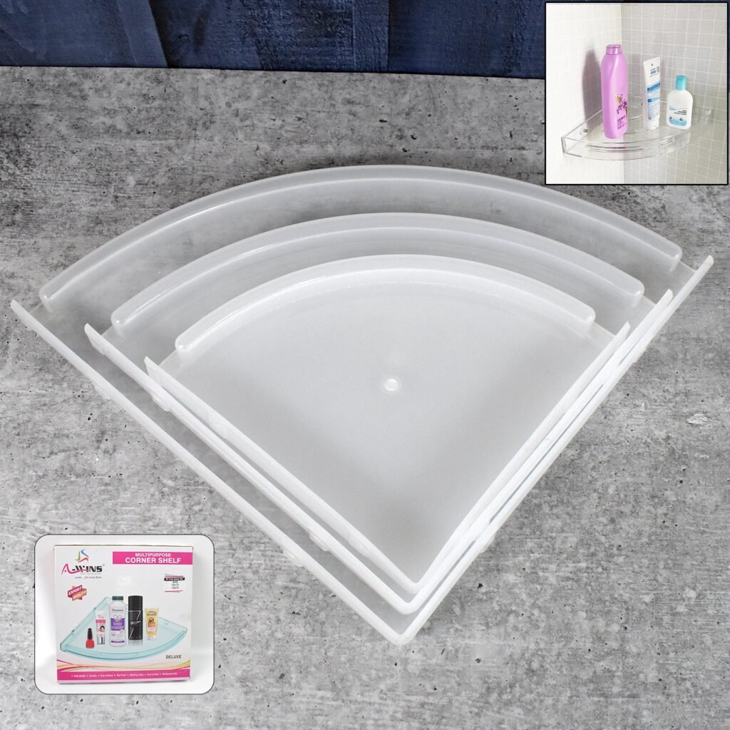 Plastic Corner Shelf Set - 3 Pcs Wall Mounted | Bathora