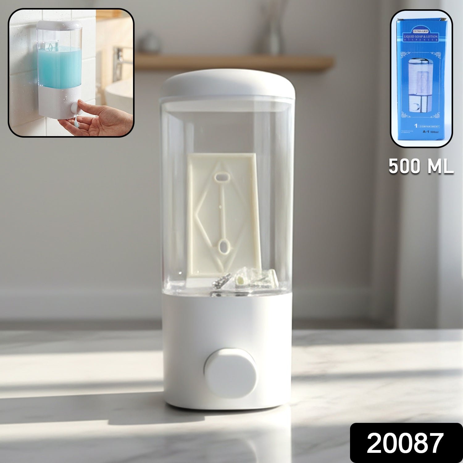 Liquid Soap Dispenser 500ml – Wall Mount with Manual Push - Image 2