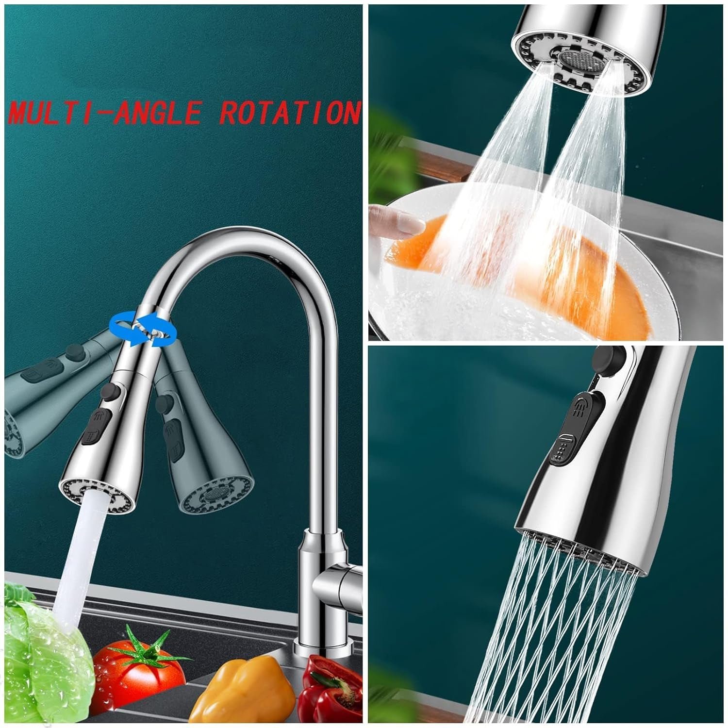 Kitchen Faucet Sprayer - 3-Function Pull Down | - Image 3