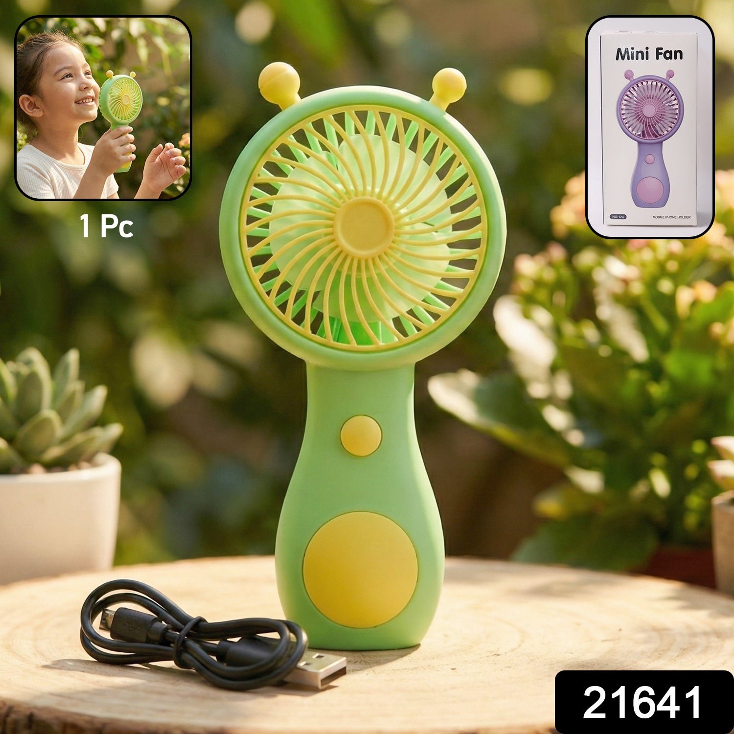 Rechargeable Mini Handheld Fan – Cute Cartoon USB Portable Cooler - Image 2