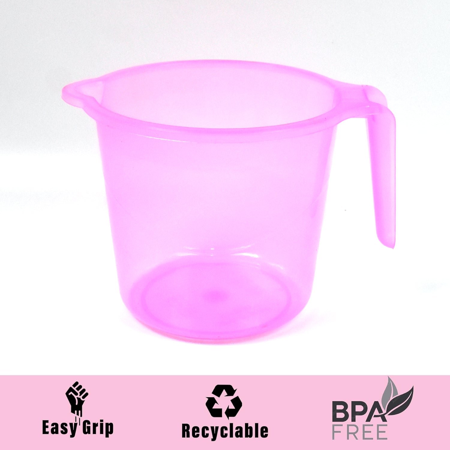 Plastic Bath Mug - 1200ML Transparent Mix Colour (Set of 5) | Mini Bubbles - Image 7