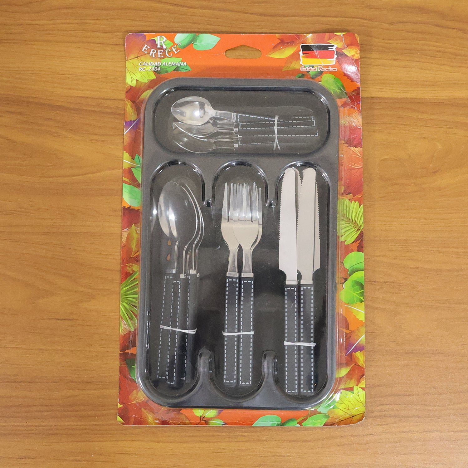 Stainless Steel Cutlery Set – 24-Piece with Plastic Handles & Tray - Image 9