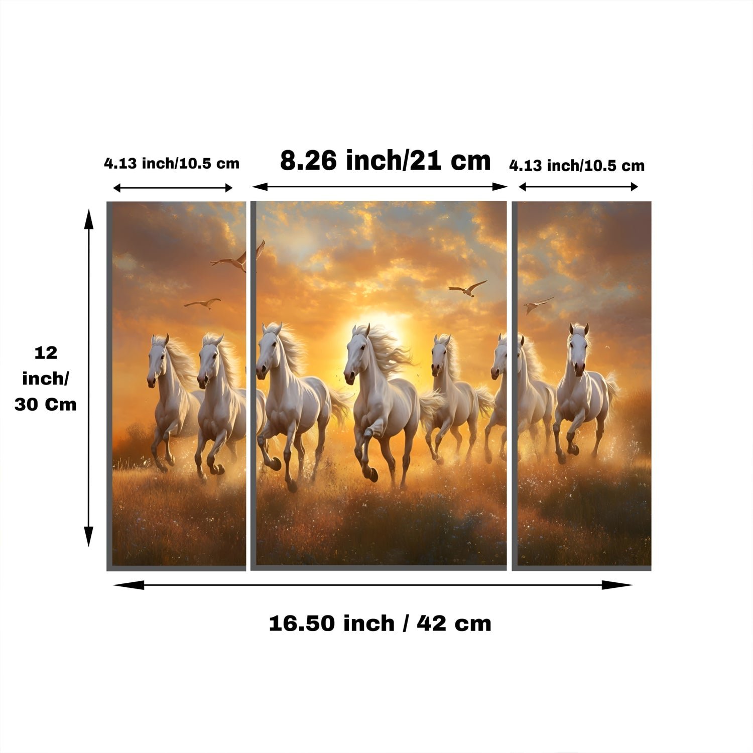 Horses Sunset Wall Art – Vibrant 3-Panel MDF Canvas for Home Decor - Image 6