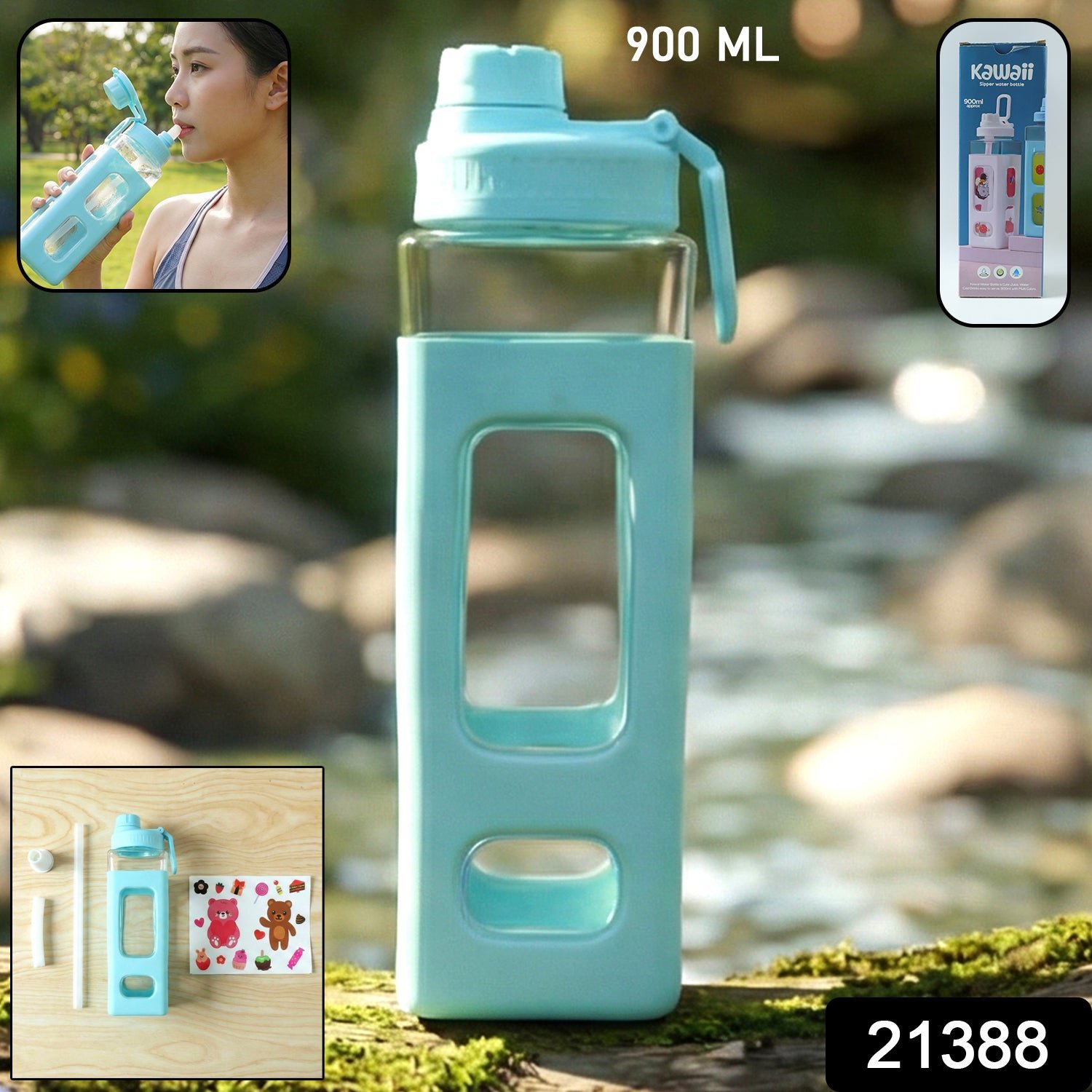 900ml Leakproof Plastic Water Bottle – Large Capacity Flip Lid - Image 2