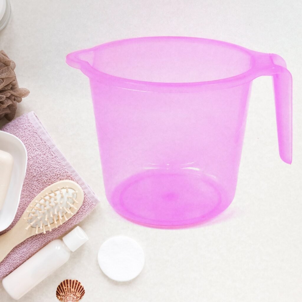 Plastic Bath Mug - 1200ML Transparent Mix Colour (Set of 5) | Mini Bubbles