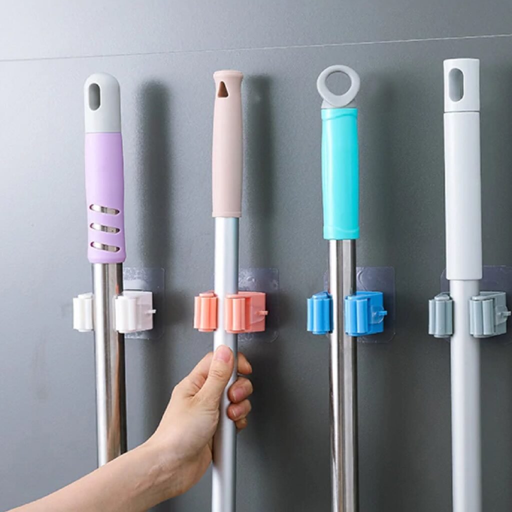 Self-Adhesive Mop Holder - Wall Mount Broom Organizer | Storenzo